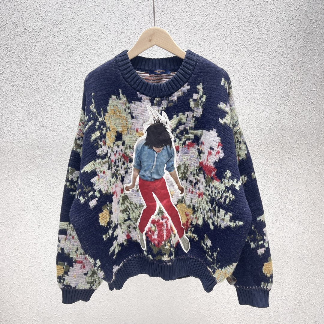 Louis Vuitton Clothing Knit Sweater Replica Sale online
 Blue Printing Knitting Fall/Winter Collection