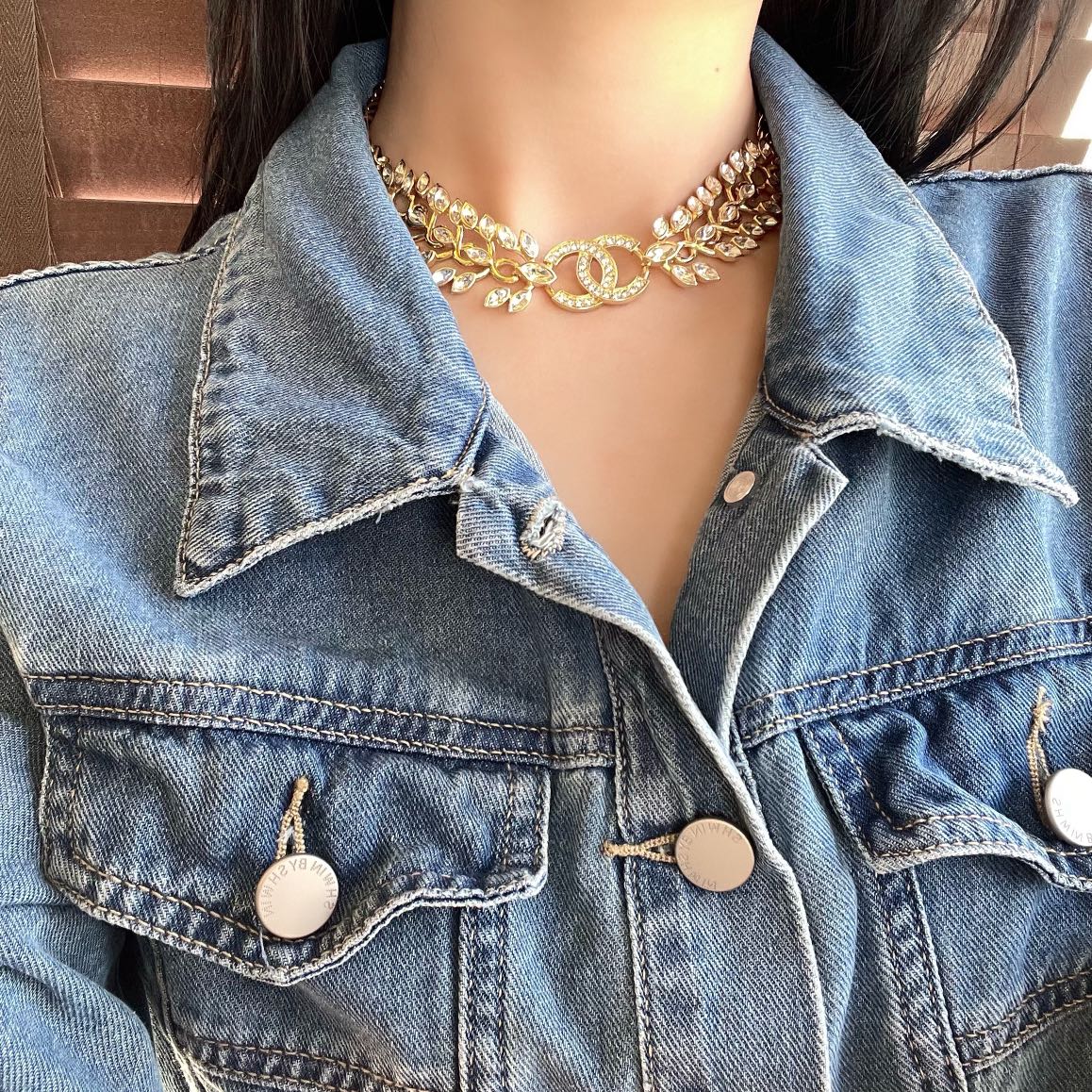 新款☑️CHANEL香奈儿双c满钻麦穗项链