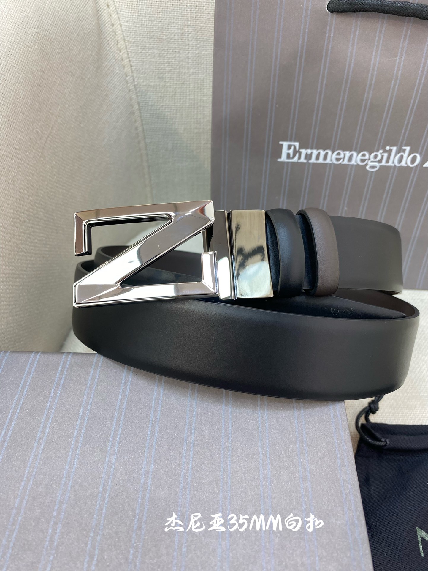 Unique Design Process: 35MM Imported Calf Skin Male Belt with Tailor-Made Soft Hand - 图片 1