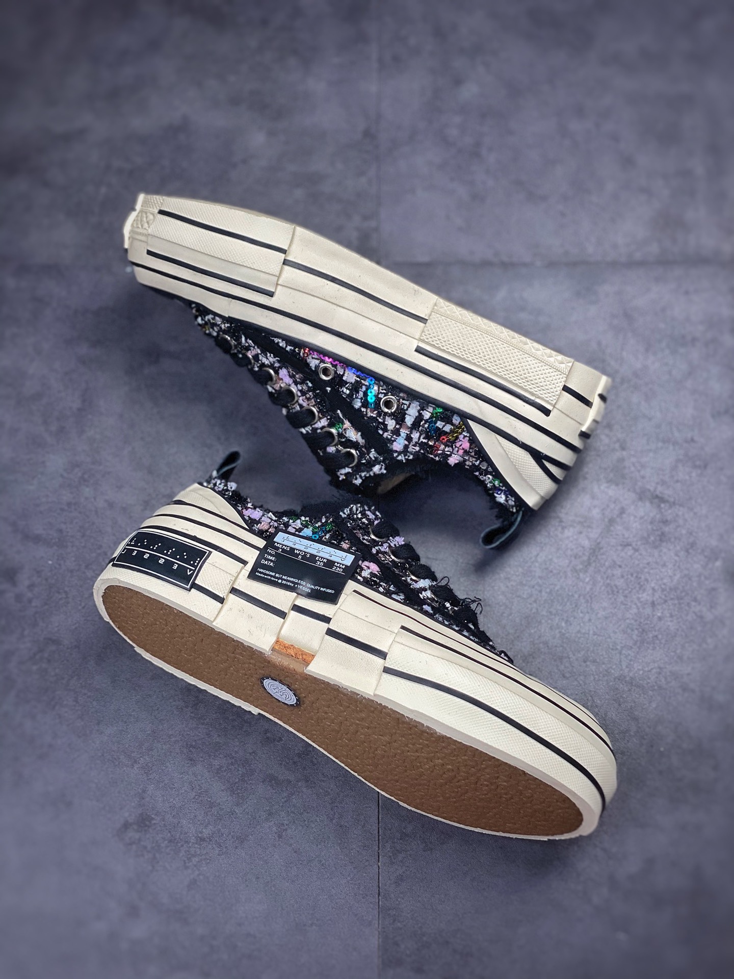 Wu Jianhao's personal cutting-edge brand xVESSEL GOP Lows Pink Tweed deconstructs overlapping thick bottom cork low help S22X43B