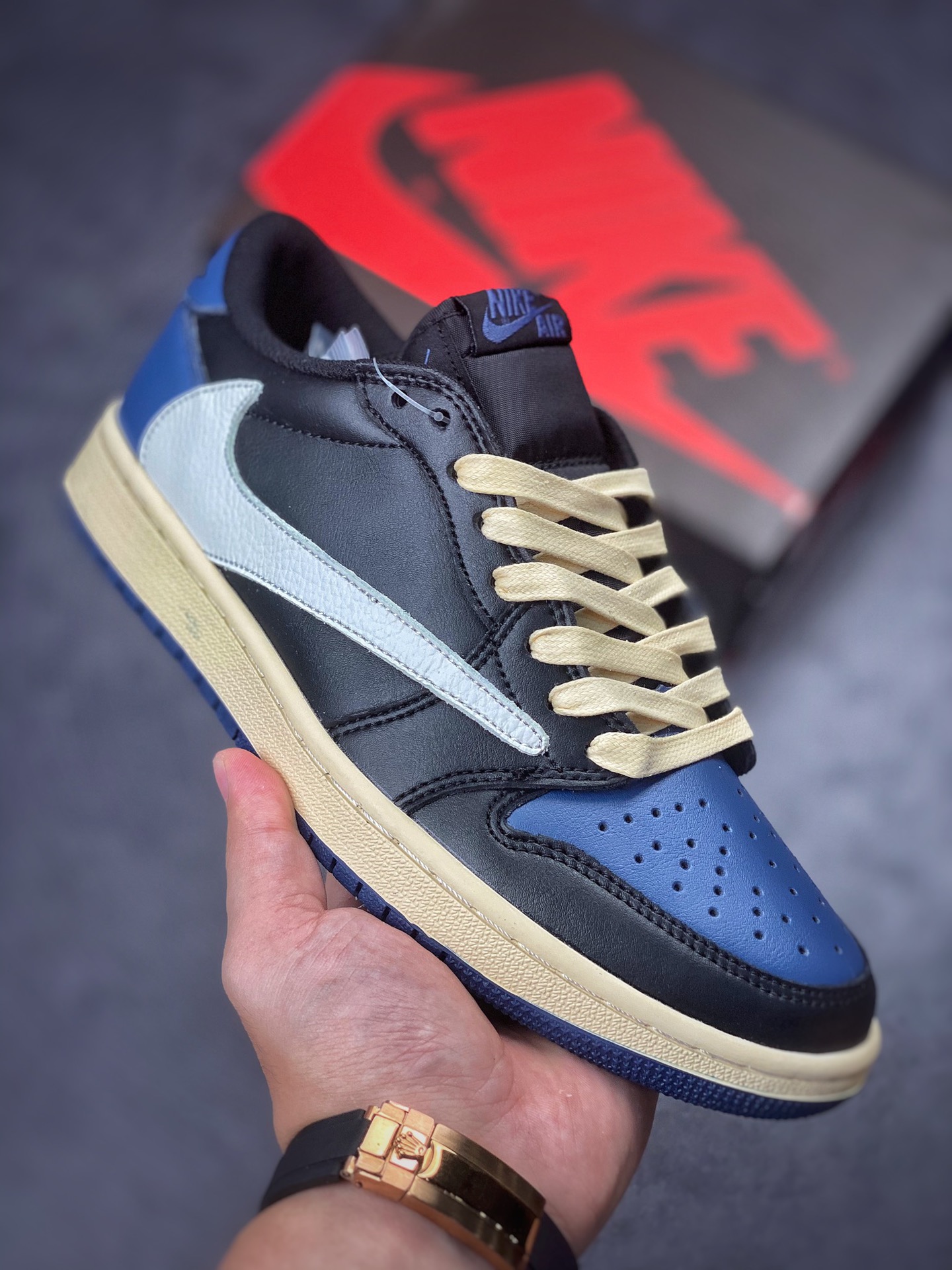 Travis Scott x Air Jordan 1 Low 黑蓝倒钩低帮 DM7866-041
