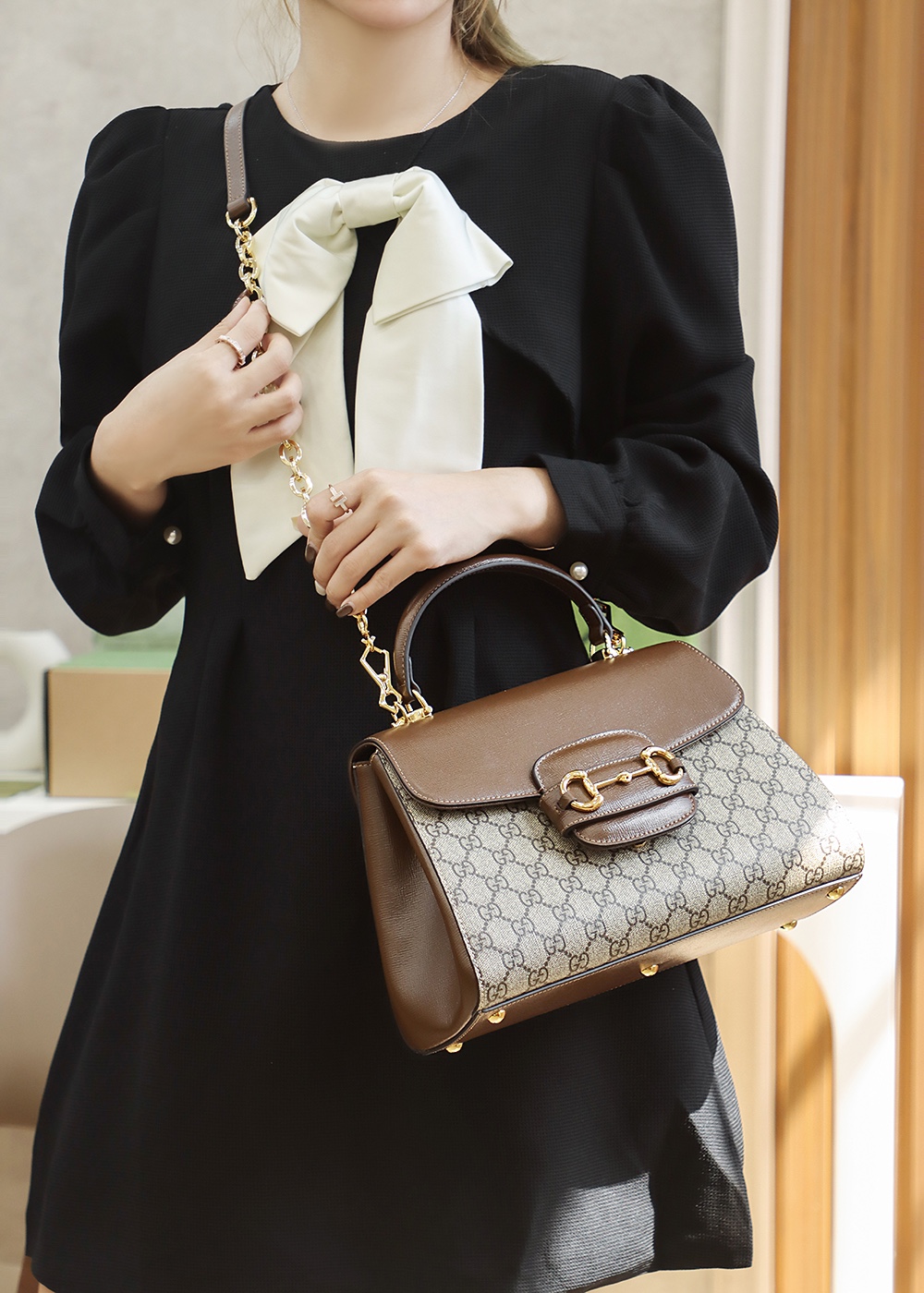 Gucci Horsebit 1955系列中号手提包 702049 9AAAJ 8563