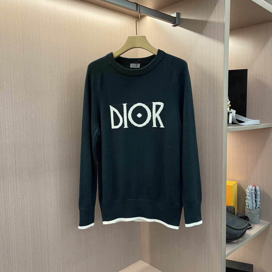 Dior Clothing Knit Sweater Sweatshirts Printing Cotton Knitting Wool Fall/Winter Collection Fashion Casual