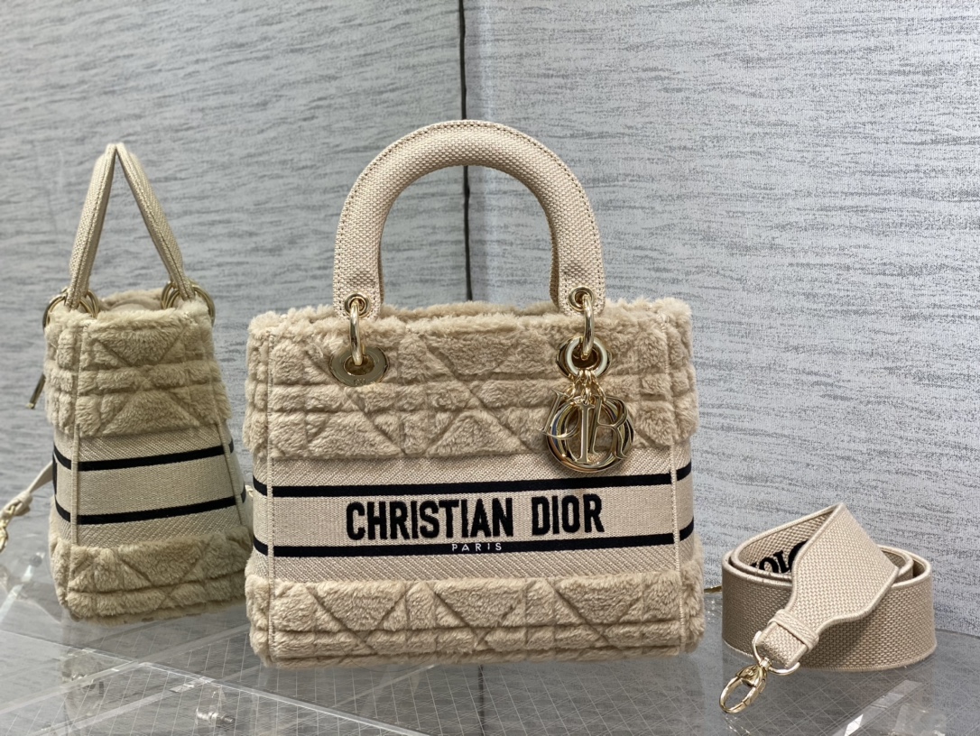 DIOR Lady Dior Fur Handbag
