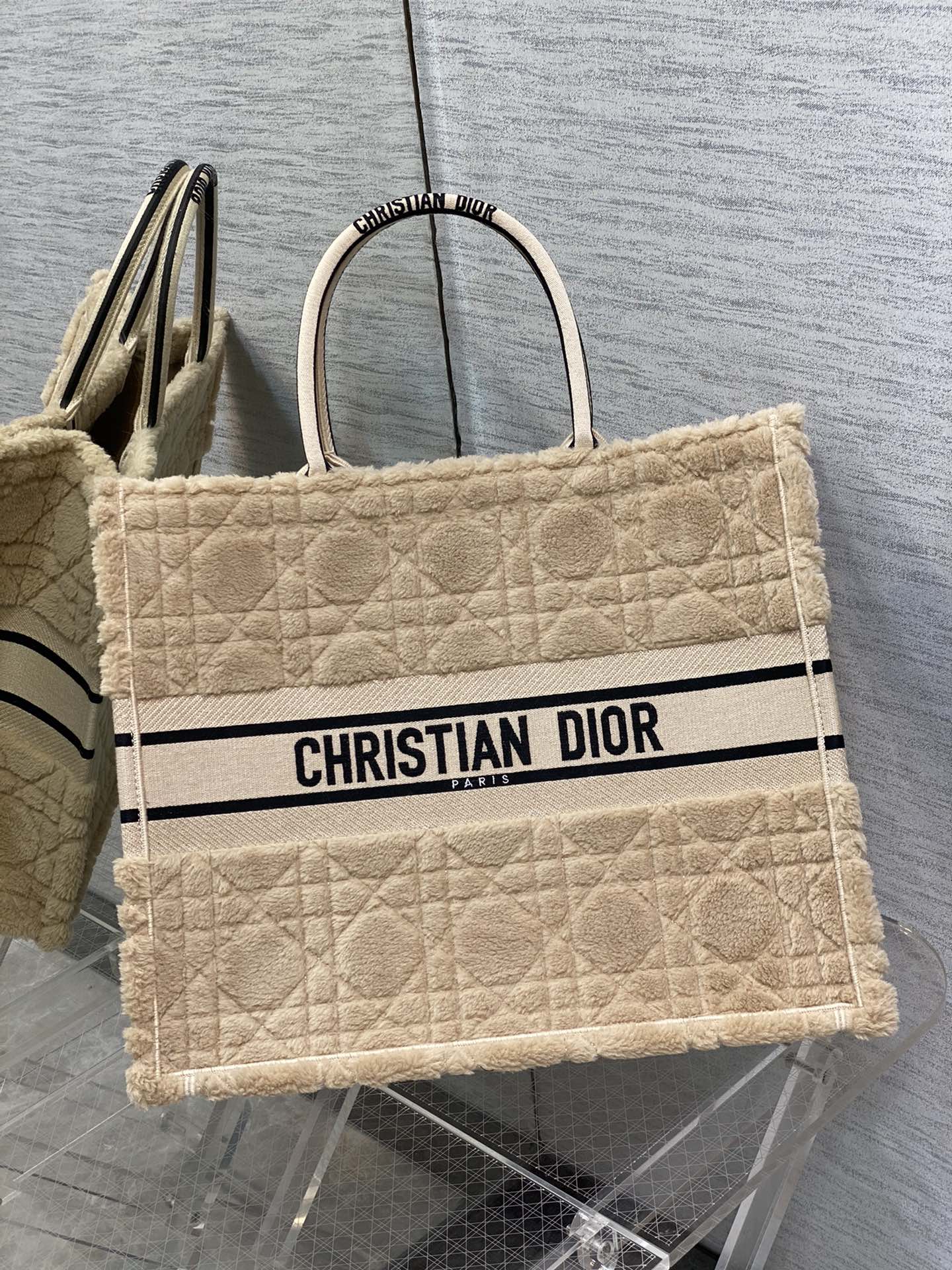 DIOR большой Tote меховая сумка-тоут