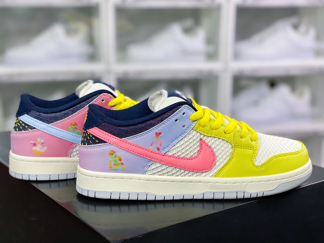 SB Dunk Low PRO ”Be True” dunk series low top casual sports skateboard shoes ”yellow white pink rainbow” DX5933-900