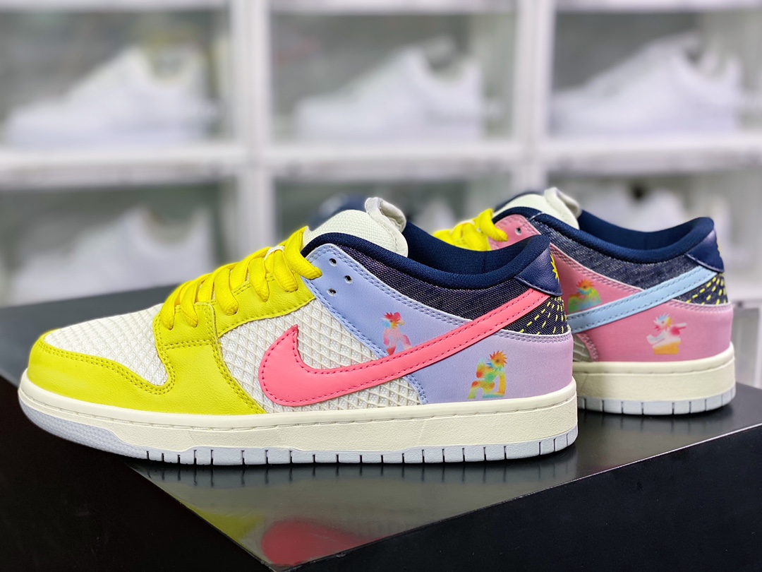 SB Dunk Low PRO ”Be True” dunk series low top casual sports skateboard shoes ”yellow white pink rainbow” DX5933-900