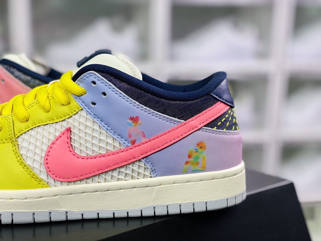 SB Dunk Low PRO ”Be True” dunk series low top casual sports skateboard shoes ”yellow white pink rainbow” DX5933-900