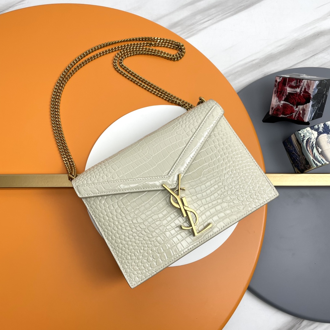 _CASSANDRA_P Bolso de cadena de piel de cocodrilo de primera calidad importada, 100% piel de becerro, con textura de co…