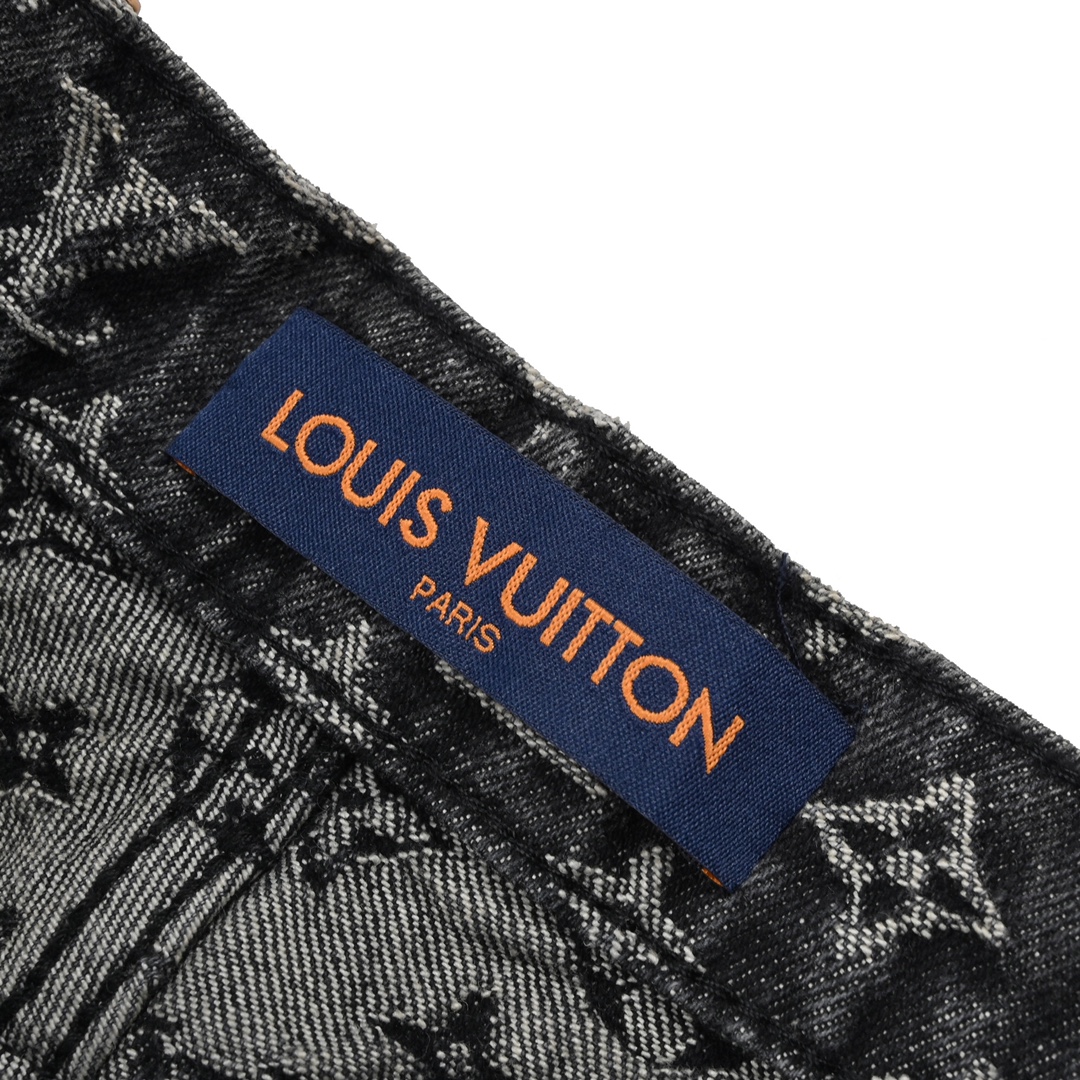 360 Louis Vuitton路易威登22FW 小红人破坏提花牛仔裤