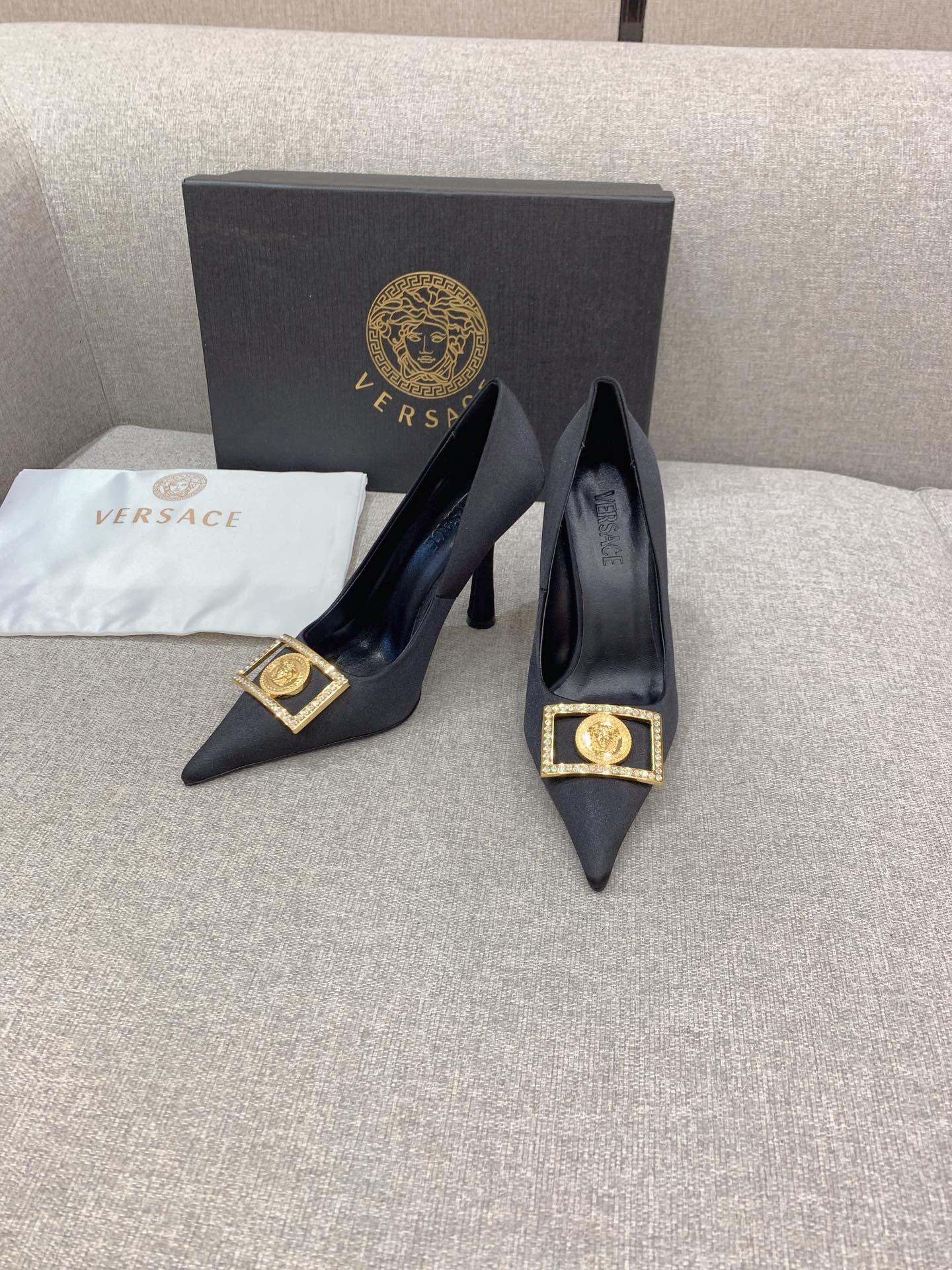 Plant Price: $675 Versac Heel-Shoe: Silky 10cm Tall, Sizes 35-39