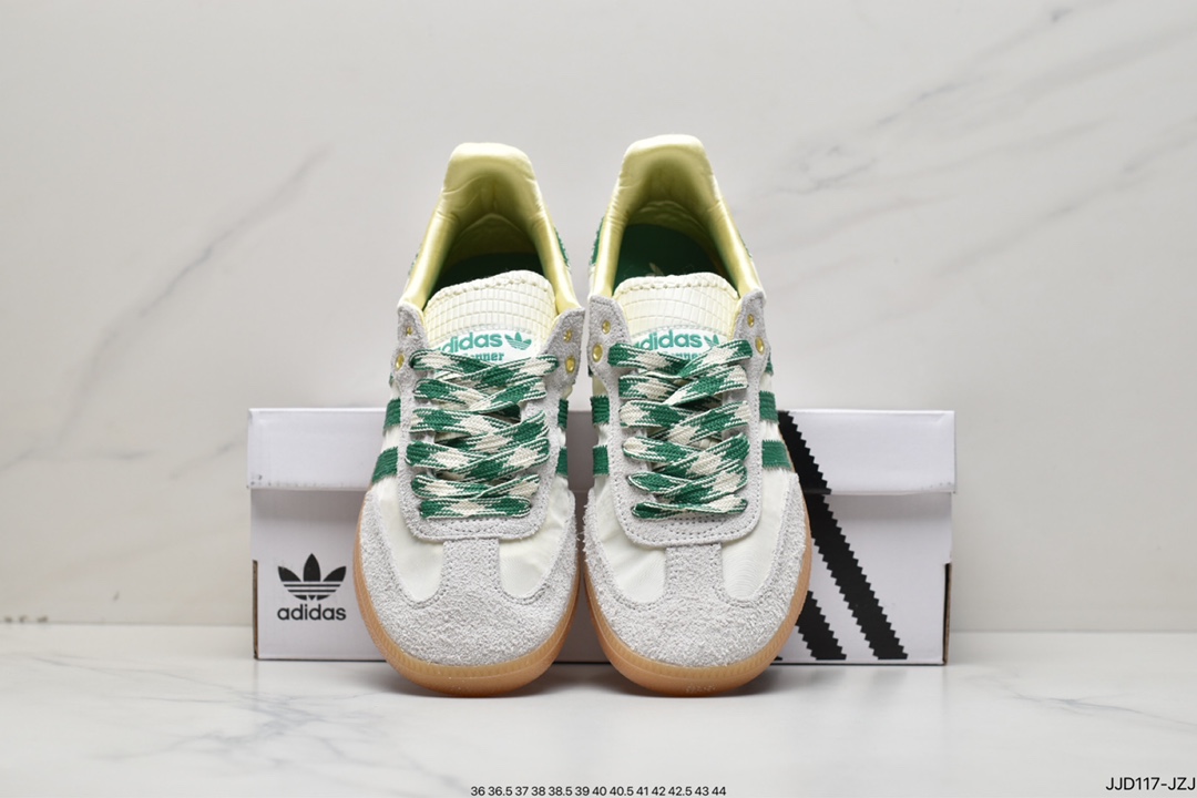 Jointly take the British designer brand Wales Bonner x Adidas Originals Samba Samba shoes ”Mi White Green” GY4344