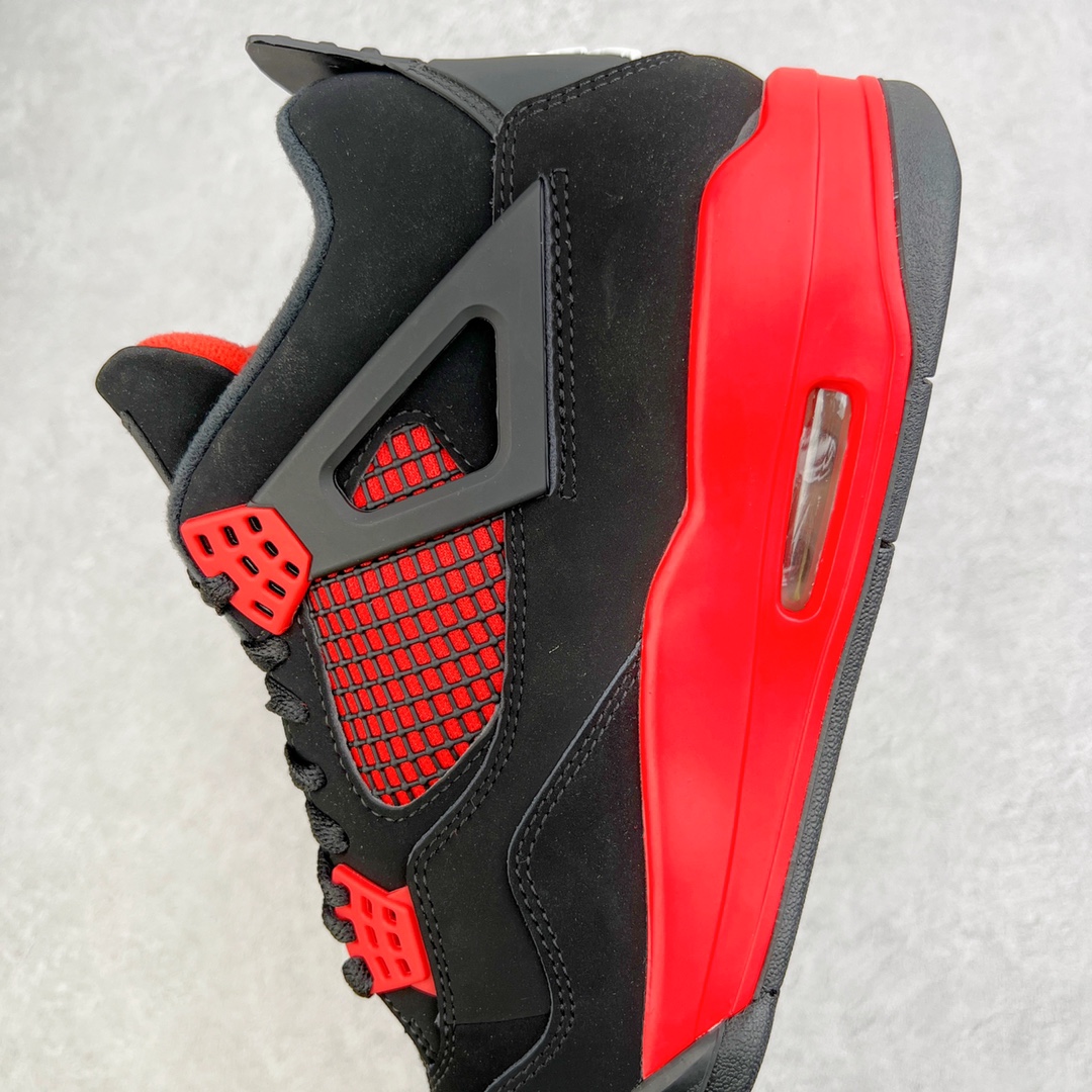 图片[7]-零售💰260 ＃KZ神版福利回馈‼Air Jordan AJ4 Retro \”Red Thunder\” 黑红雷电 CT8527-016 独家外贸特供尺码含 45.5 49.5 50.5 国内外口碑最好最推荐的产品 市场中端王者 亲自操刀耗时半年巨作 全套原纸板楦头开发 确保原汁原味 完美呈现四代版型 一比一鞋头弧度高度鞋身弧度 此版本只针对中端市场 皮料材质有所更替 其他数据细节工艺流程均保持一致 绝不口嗨 细节品控鞋型随意秒杀市面3XX 4XX 原厂TPU网格鞋带扣 正确内里网布 菱角分明不变形无多余毛边 柔软性质感一致于原鞋 市场唯一原厂鞋扣模具 背面可见隐藏注塑口 原厂织唛标 原厂飞人电绣工艺 尾指中部跳三针 独家绑鞋带手法 印刷中底布 四线拉帮 米色美纹纸贴合固定 进口港宝加持 后跟自然饱满 全鞋荧光划线卡点 追求极致完美 每一双都是工艺品 多重QC质检 超越公司货的品控标准 实实在在的免检产品 尺码：40 40.5 41 42 42.5 43 44 44.5 45 45.5 46 47.5 48.5 49.5 50.5 编码：by2936060-运动鞋