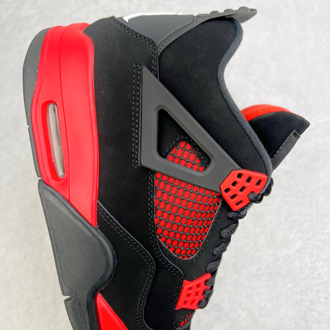 图片[6]-零售💰260 ＃KZ神版福利回馈‼Air Jordan AJ4 Retro \”Red Thunder\” 黑红雷电 CT8527-016 独家外贸特供尺码含 45.5 49.5 50.5 国内外口碑最好最推荐的产品 市场中端王者 亲自操刀耗时半年巨作 全套原纸板楦头开发 确保原汁原味 完美呈现四代版型 一比一鞋头弧度高度鞋身弧度 此版本只针对中端市场 皮料材质有所更替 其他数据细节工艺流程均保持一致 绝不口嗨 细节品控鞋型随意秒杀市面3XX 4XX 原厂TPU网格鞋带扣 正确内里网布 菱角分明不变形无多余毛边 柔软性质感一致于原鞋 市场唯一原厂鞋扣模具 背面可见隐藏注塑口 原厂织唛标 原厂飞人电绣工艺 尾指中部跳三针 独家绑鞋带手法 印刷中底布 四线拉帮 米色美纹纸贴合固定 进口港宝加持 后跟自然饱满 全鞋荧光划线卡点 追求极致完美 每一双都是工艺品 多重QC质检 超越公司货的品控标准 实实在在的免检产品 尺码：40 40.5 41 42 42.5 43 44 44.5 45 45.5 46 47.5 48.5 49.5 50.5 编码：by2936060-运动鞋