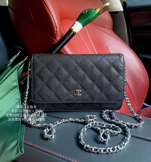 Chanel WOC Classic Wallet on Chain, Caviar Leather, Silver Hardware, Chip Model 1 Chanel WOC Classic Wallet on Chain, Caviar Leather, Silver Hardware, Chip Model