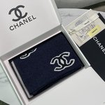 Chanel Scarf Black Blue Dark Cashmere Cotton Knitting Wool Fall/Winter Collection