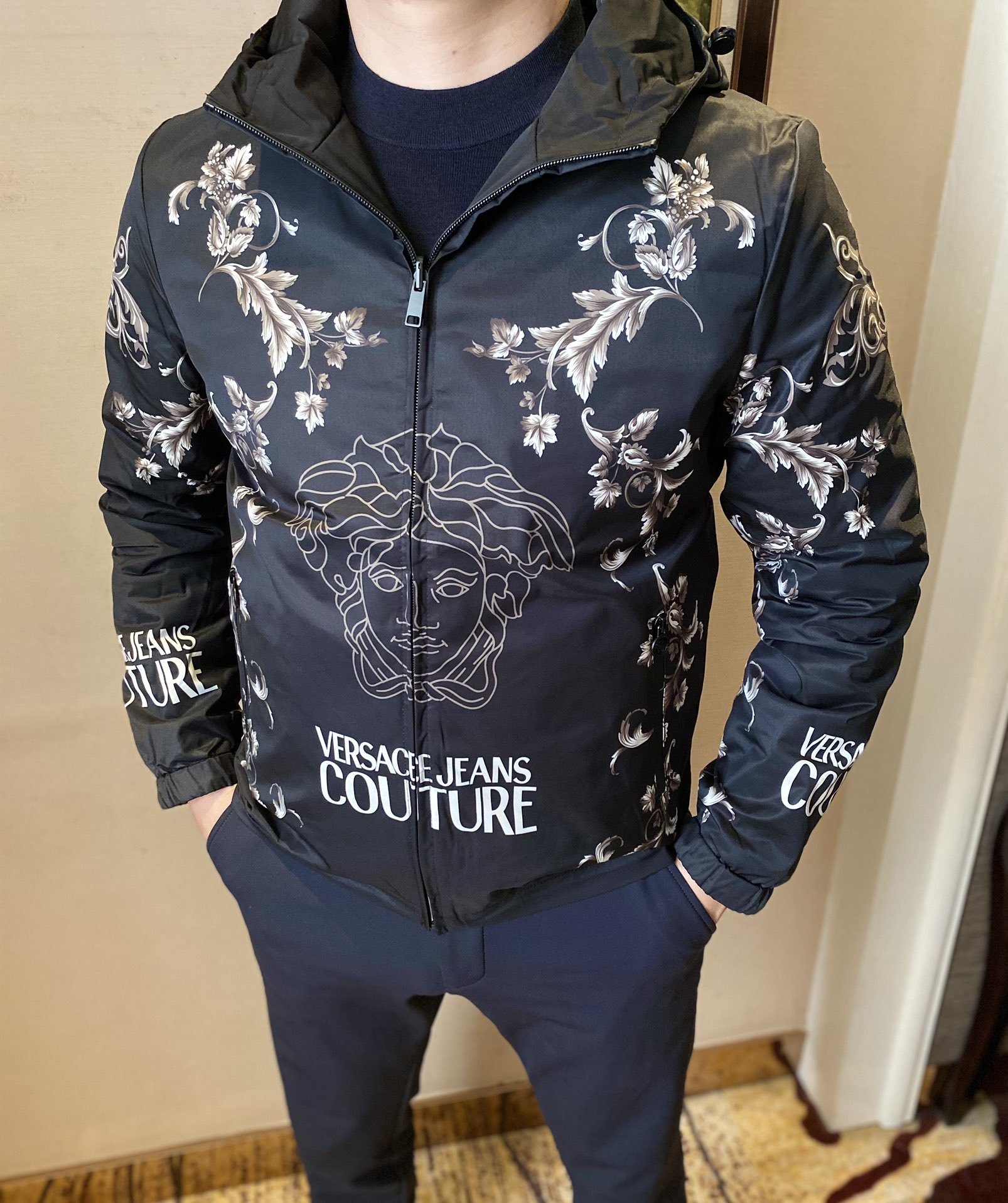 Versace Clothing Coats & Jackets Cotton Polyester Fall/Winter Collection Fashion Casual