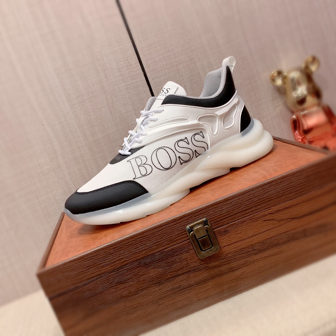 I5 BOSS 最新爆款休闲鞋,顶端品牌奢侈～代购,顶级～质量.专柜同卖产品鞋面選用进口透气织网搭配材质透气运动内里精细做工.原版个性时尚柔软橡膠耐磨防滑大底,上脚轻巧舒适,实物拍摄實物更好看,广州码: 38-44.3色可选