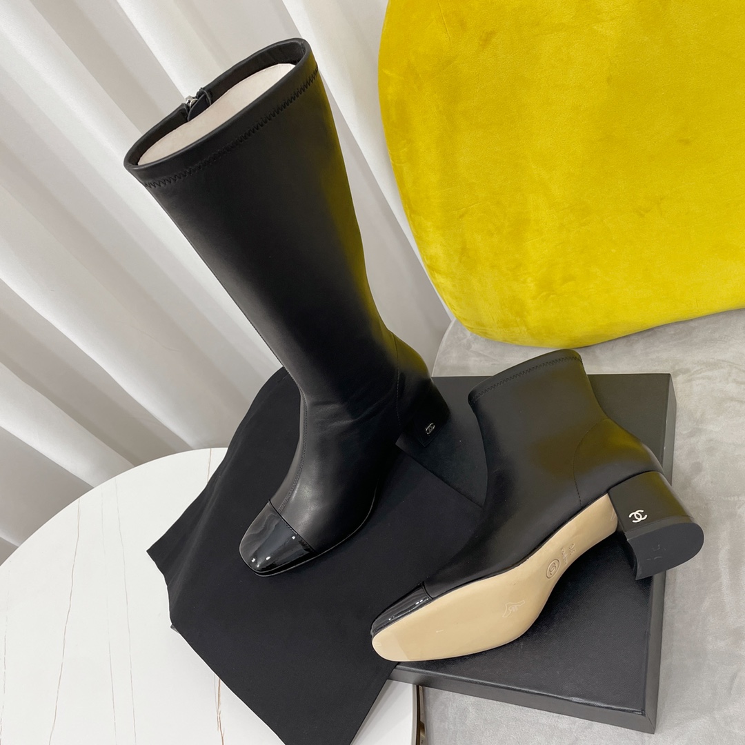 Elegant Chanel Sling-back Leather Boots - Slimming Design, Ultimate Comfort 3 i1666354306 513 0