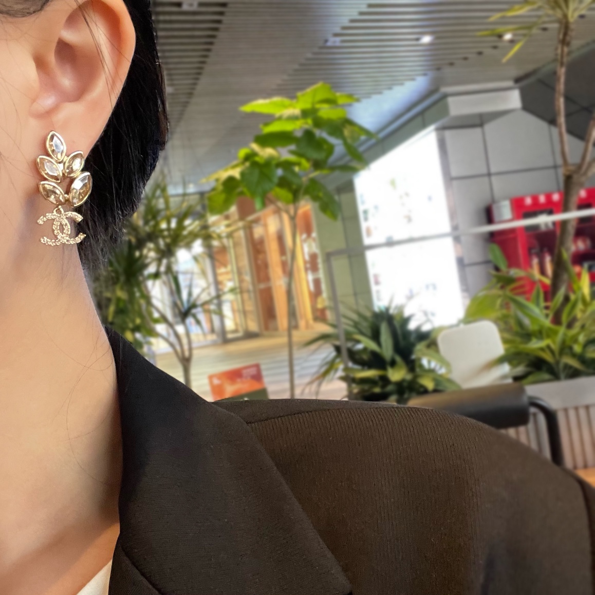 新款☑️CHANEL香奈儿双c麦穗马眼钻耳钉耳环