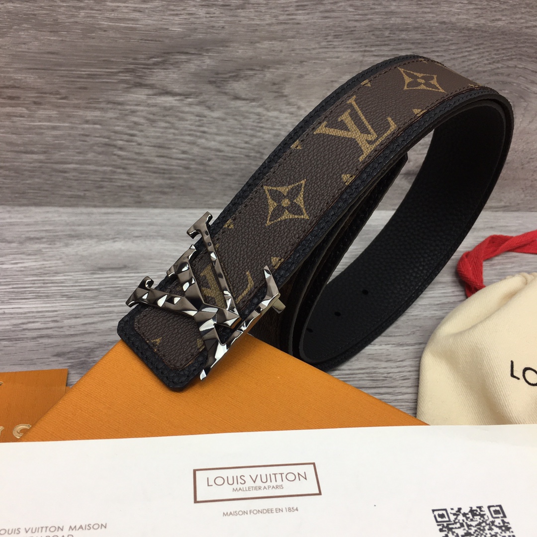 Louis Vuitton Belts Lychee Pattern Men Canvas