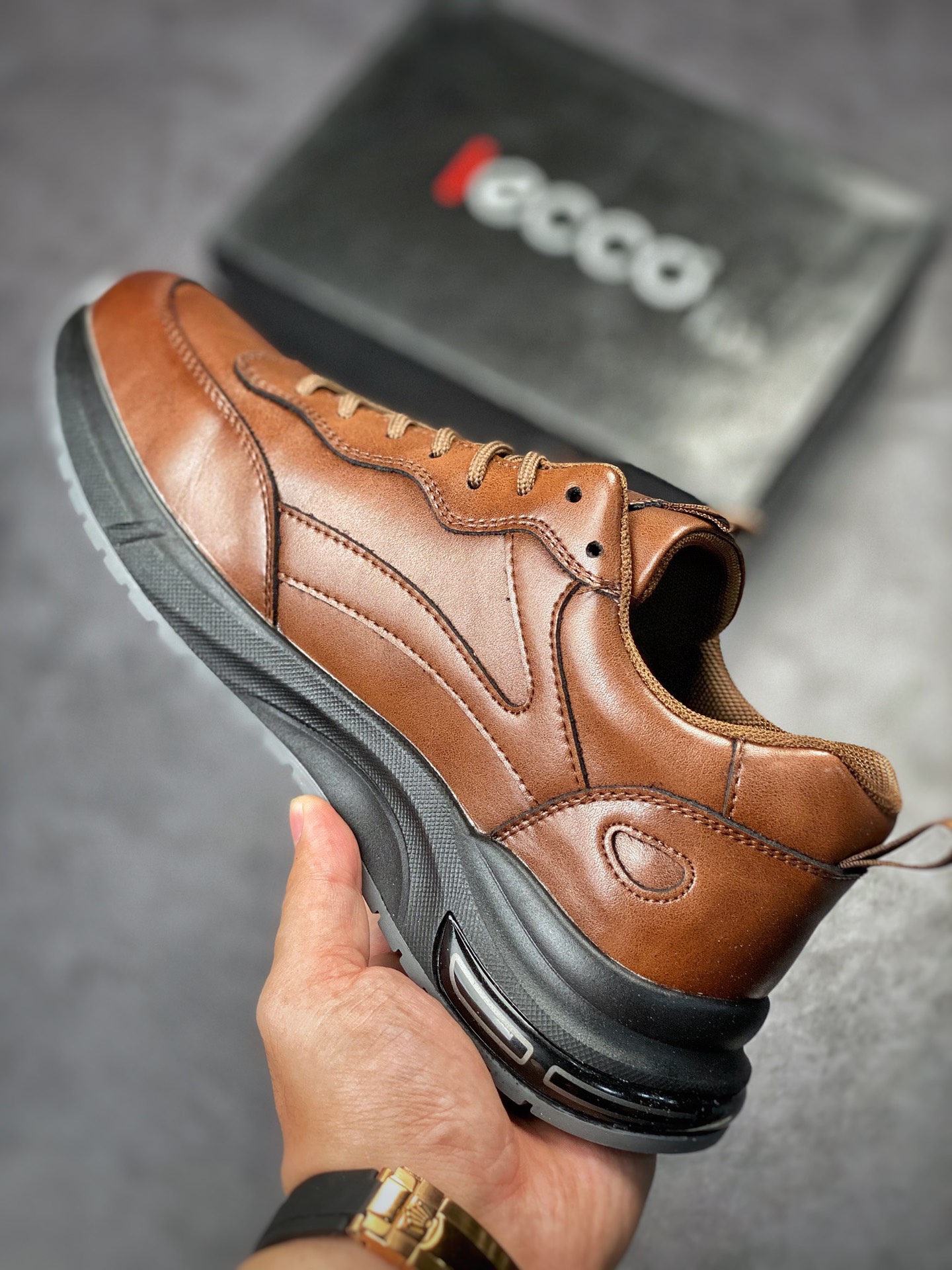 ECCO Aibu Huang Jingyu same casual leather shoes
