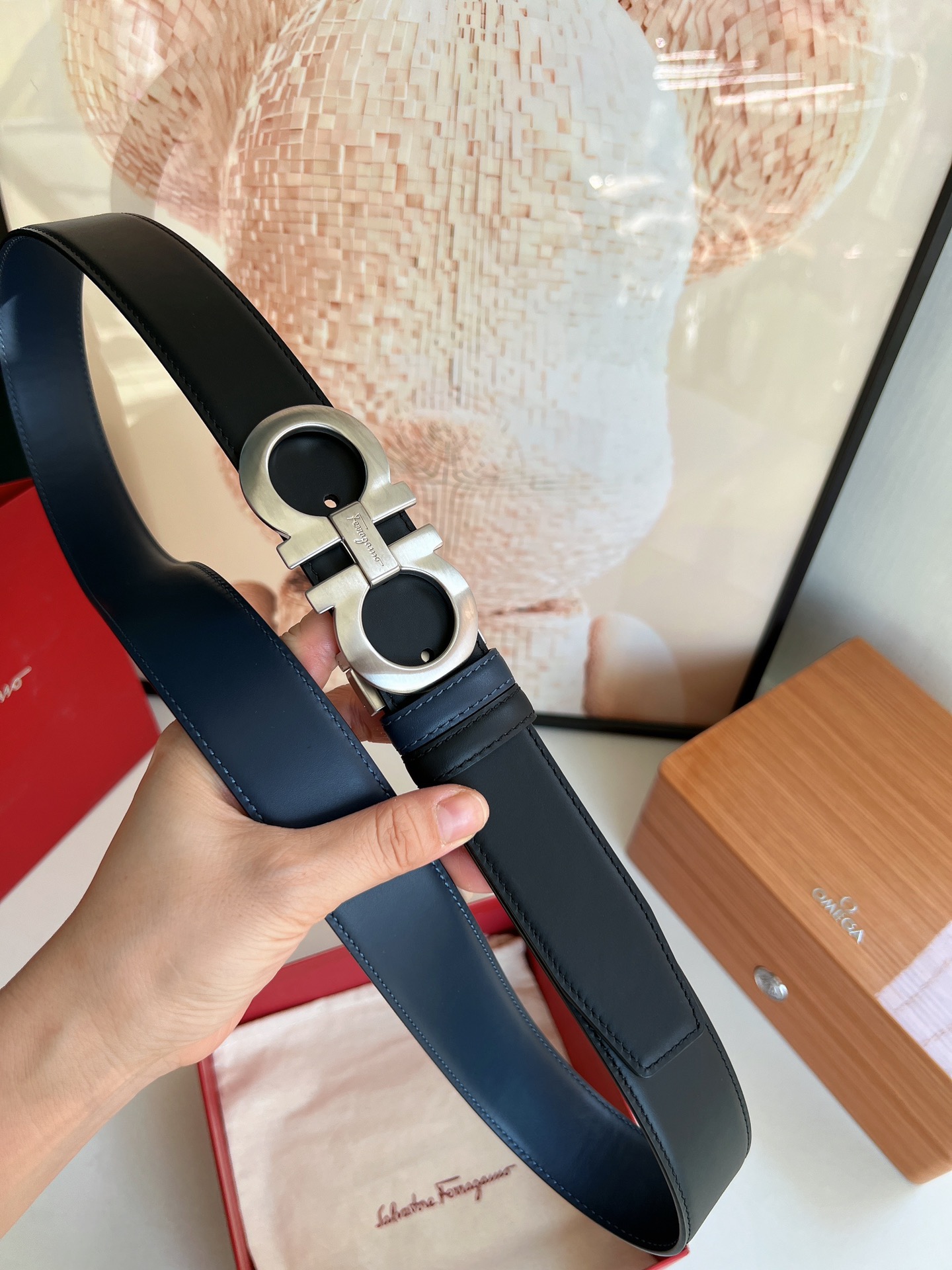 Ferragamo菲拉格慕男士3.5cm精品金属扣进口双面用头层牛皮腰带