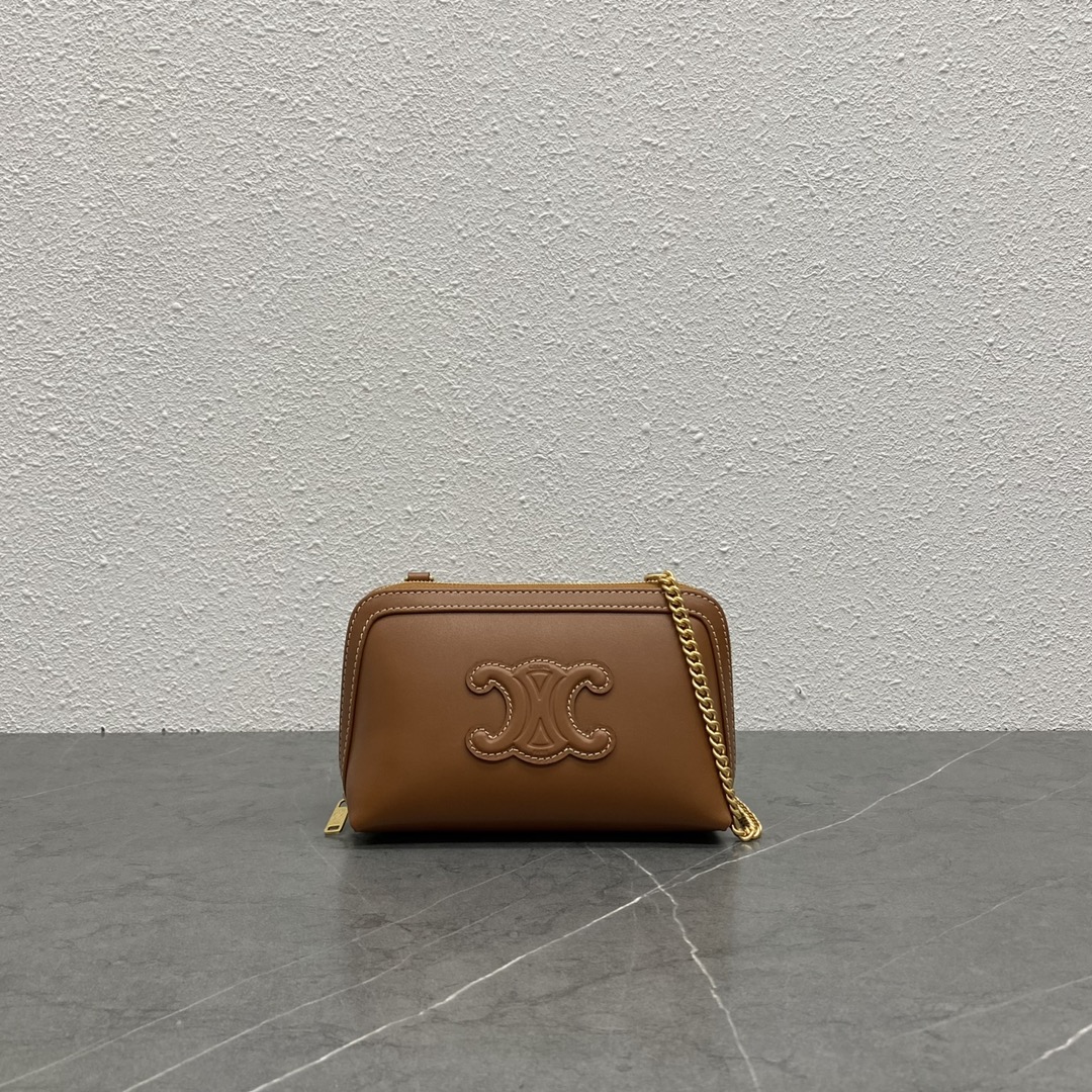 Bolso Bandolera Mini Triomphe de Piel de Becerro con Logotipo en Relieve