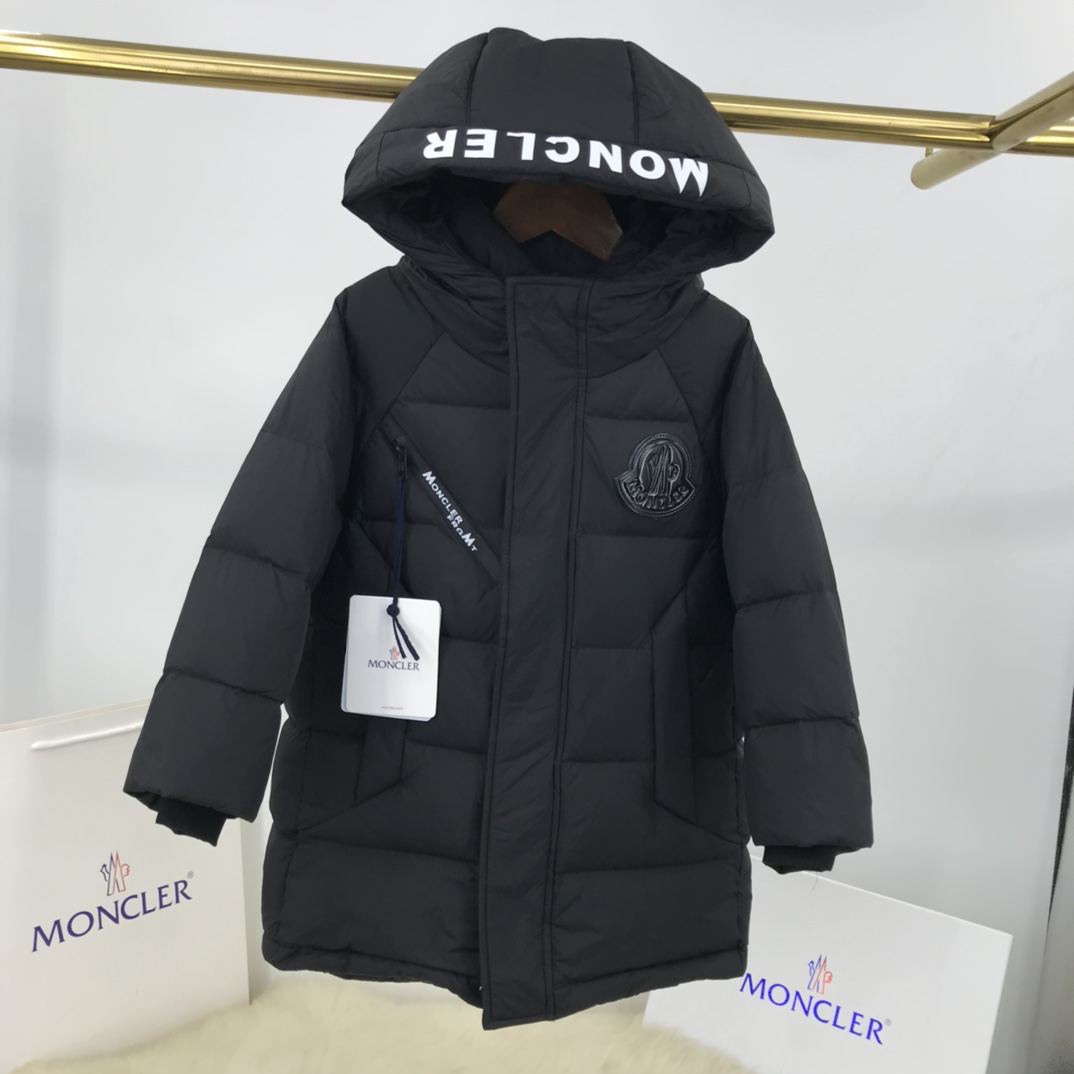 Fashion Designer
 Moncler Clothing Down Jacket Black White Kids Unisex Goose Down Fall/Winter Collection Hooded Top