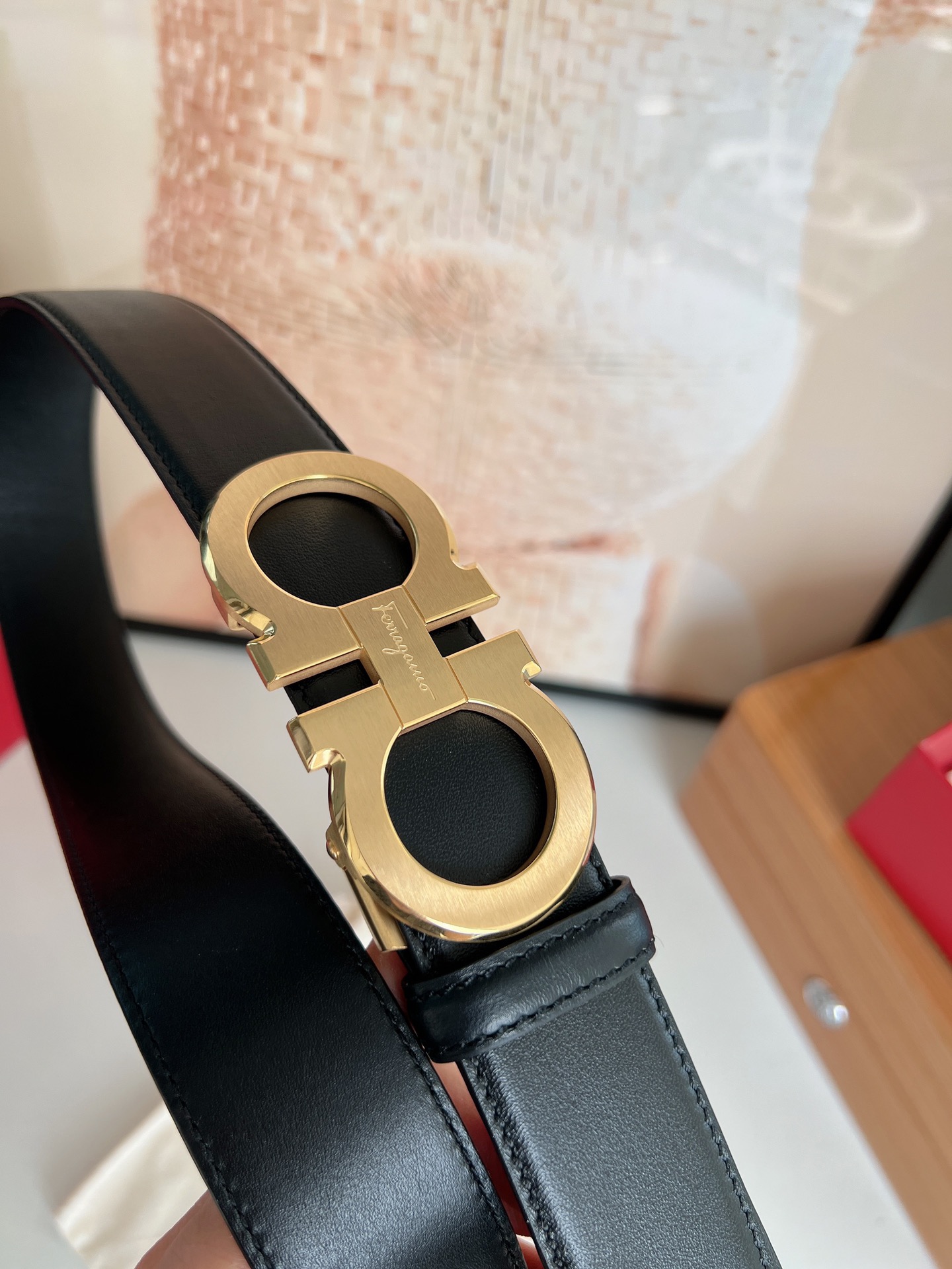 Ferragamo菲拉格慕   双面头层牛皮带齿槽腰带3.5cm