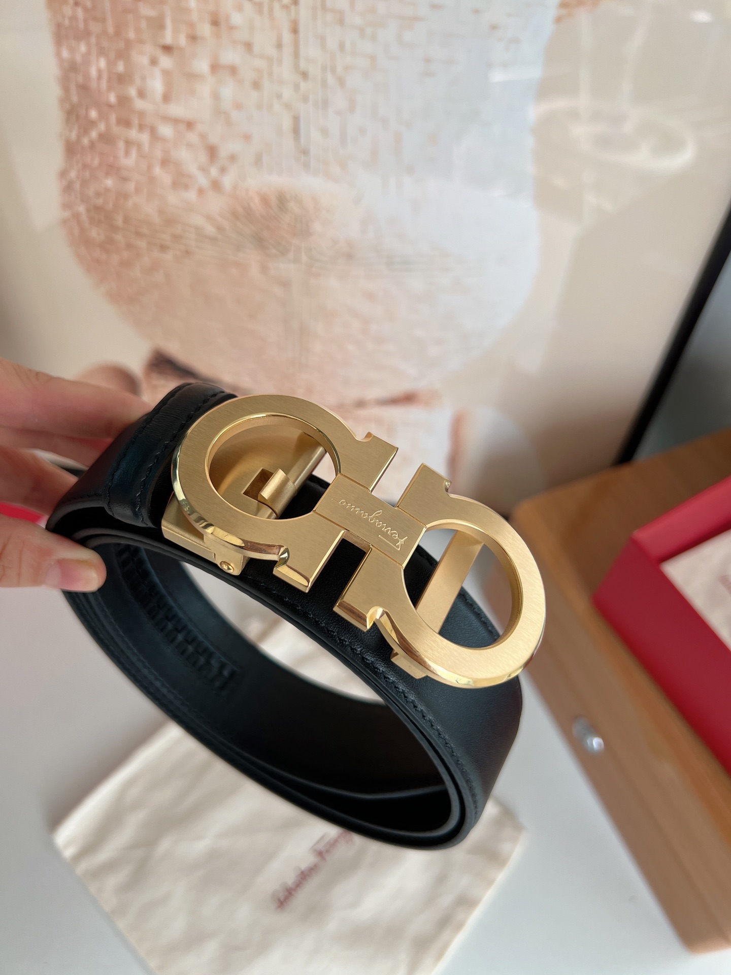 Ferragamo菲拉格慕   双面头层牛皮带齿槽腰带3.5cm
