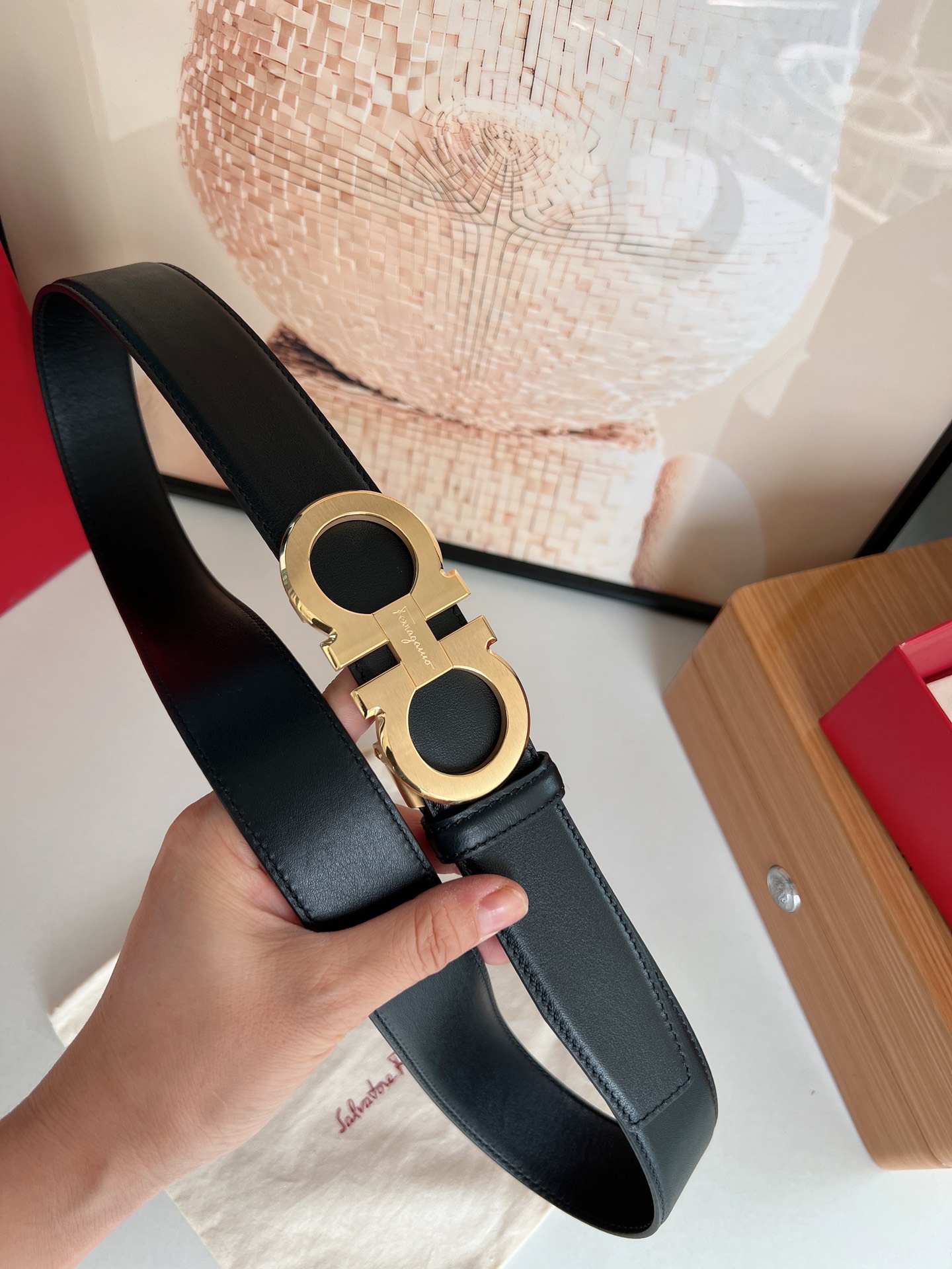 Ferragamo菲拉格慕   双面头层牛皮带齿槽腰带3.5cm