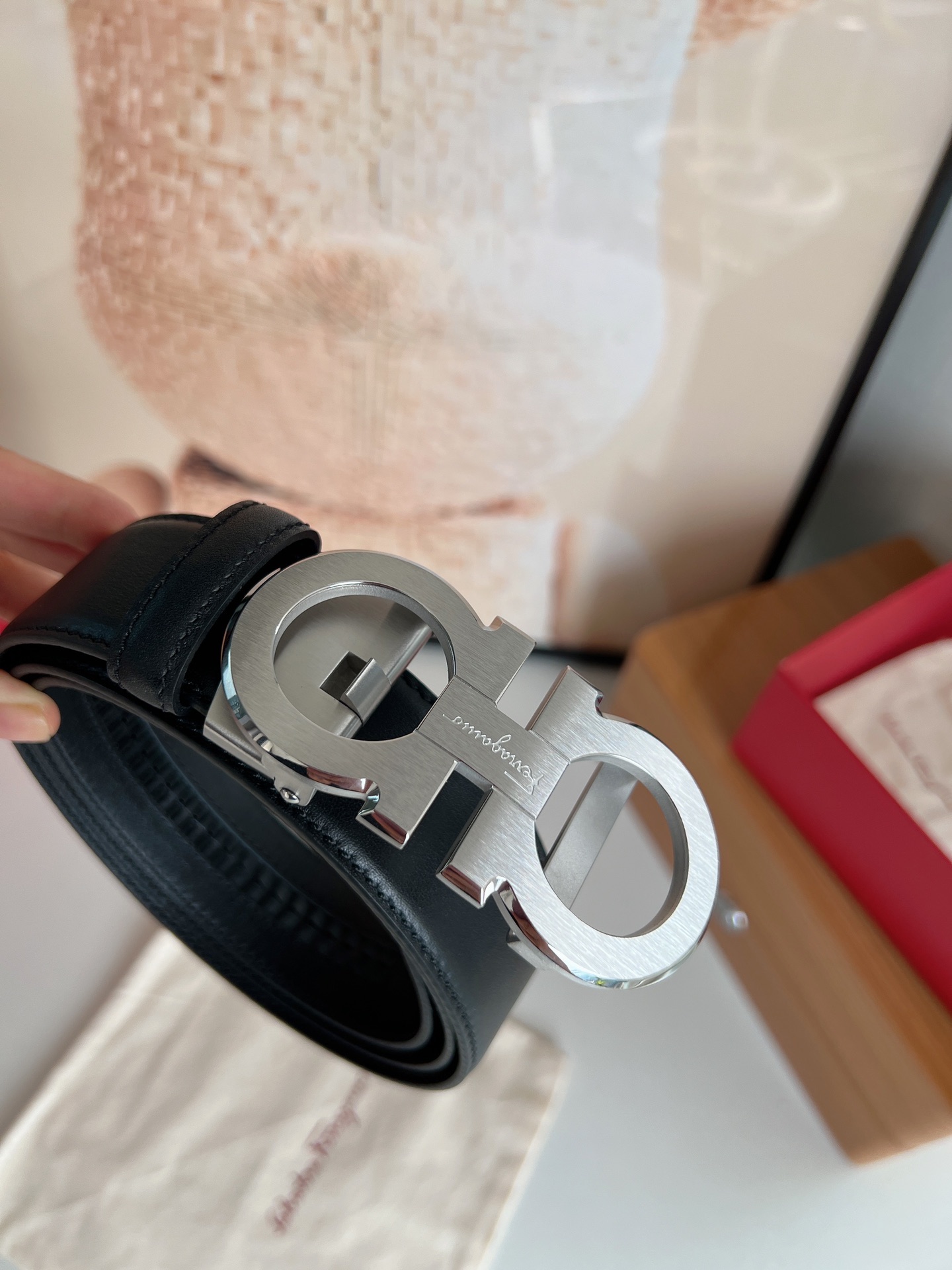 Ferragamo菲拉格慕   双面头层牛皮带齿槽腰带3.5cm