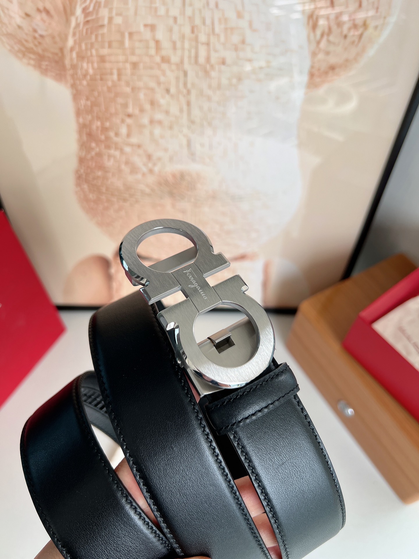 Ferragamo菲拉格慕   双面头层牛皮带齿槽腰带3.5cm