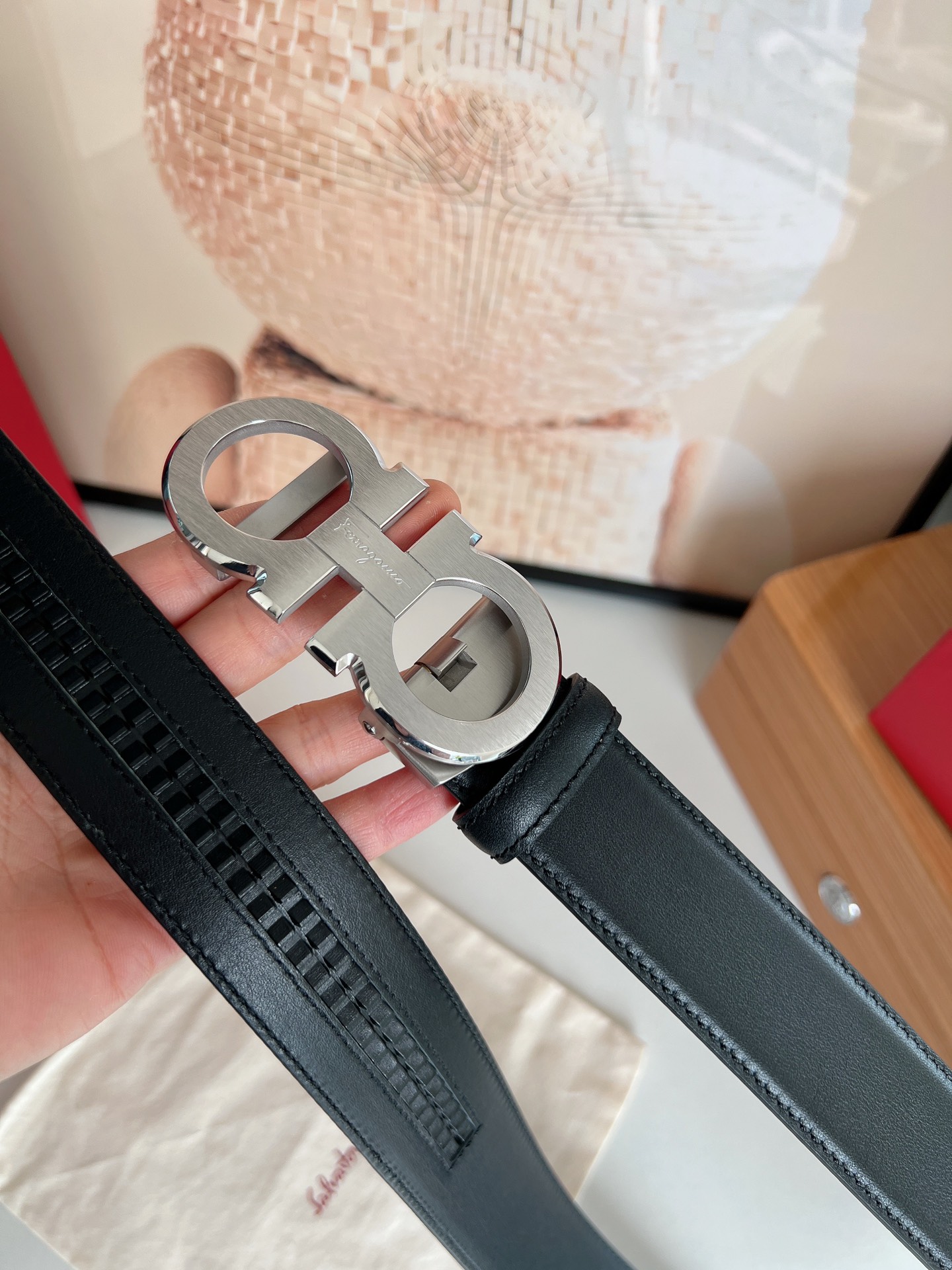Ferragamo菲拉格慕   双面头层牛皮带齿槽腰带3.5cm