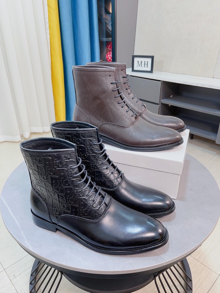 L5 高品质Dior —迪奥 Dior  原单代购、高端高帮皮鞋、面料：采用意大利进口小牛皮水染牛里牛皮里特供原版大底、做工精细、实物拍摄size：38-44