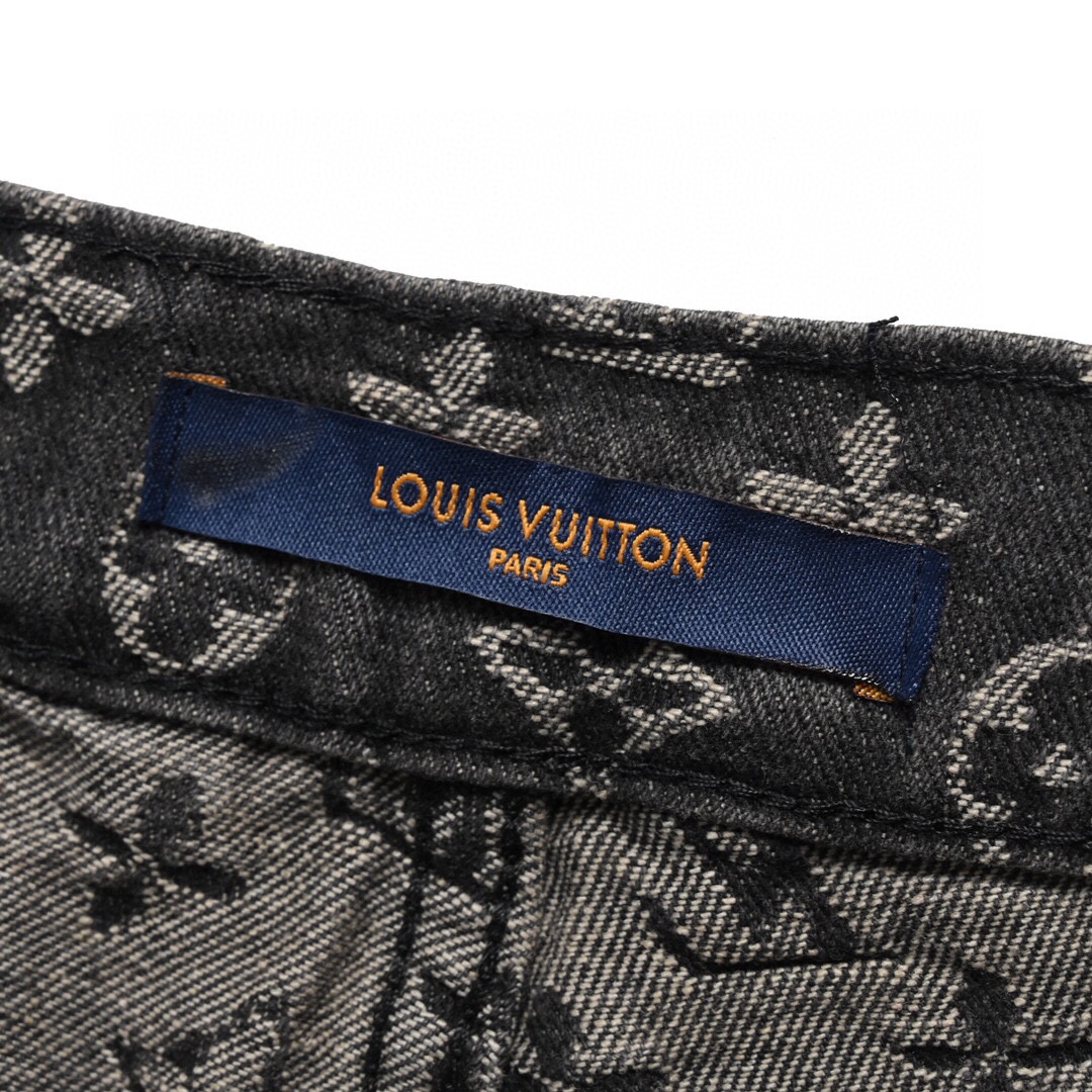 240 Louis Vuitton/路易威登 22Fw 尾灯人像刺绣提花牛仔裤