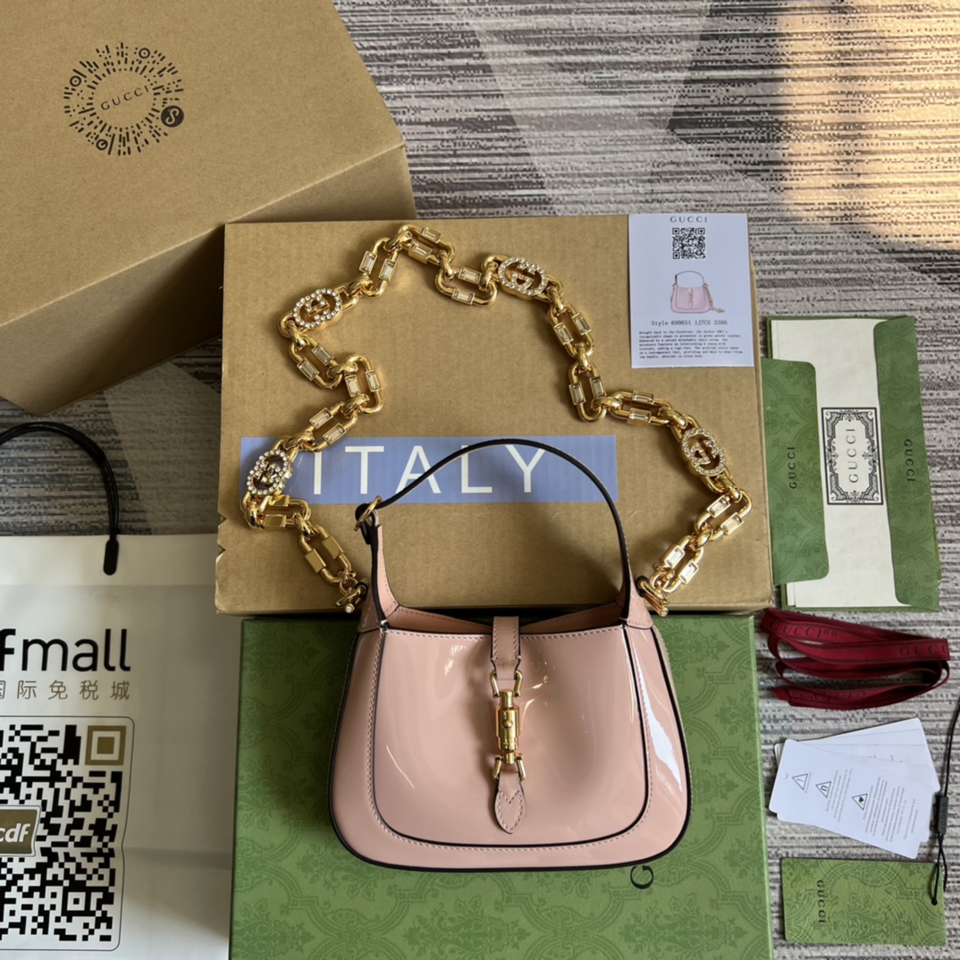 GUCCI Jackie 1961 міні-сумка на плячо з лакаванай скуры