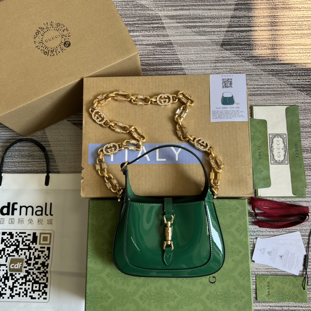 GUCCI Jackie 1961 міні-сумка на плячо з лакаванай скуры