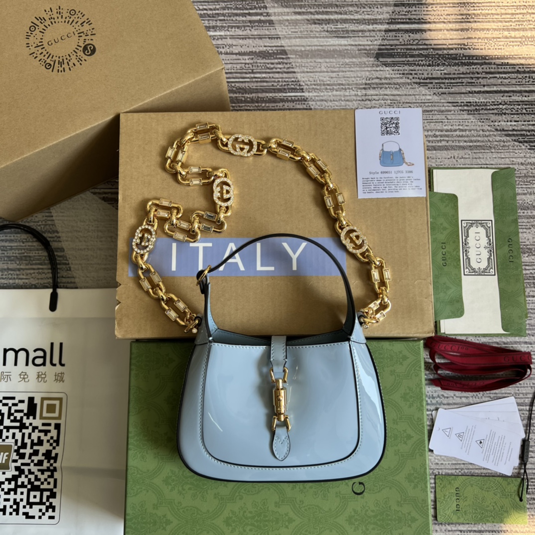 GUCCI Jackie 1961 міні-сумка на плячо з лакаванай скуры