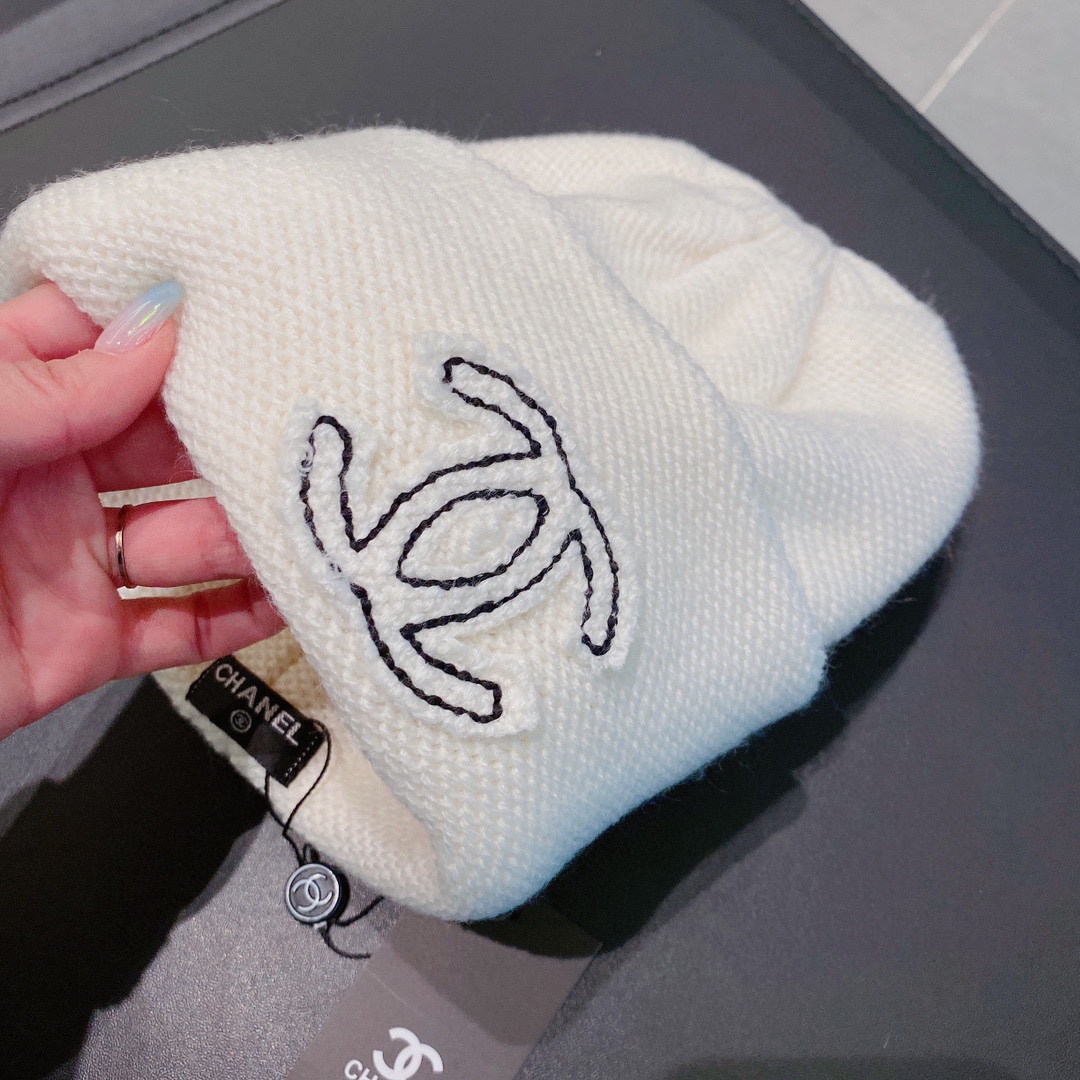 Chanel香奈儿2022秋冬新款羊毛针织毛线帽