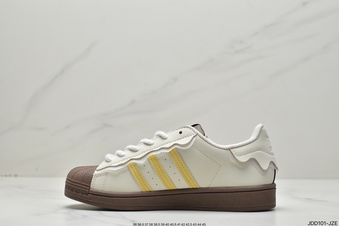 Adidas clover 22 spring low-top cream white lace classic shell head sneakers GW4440