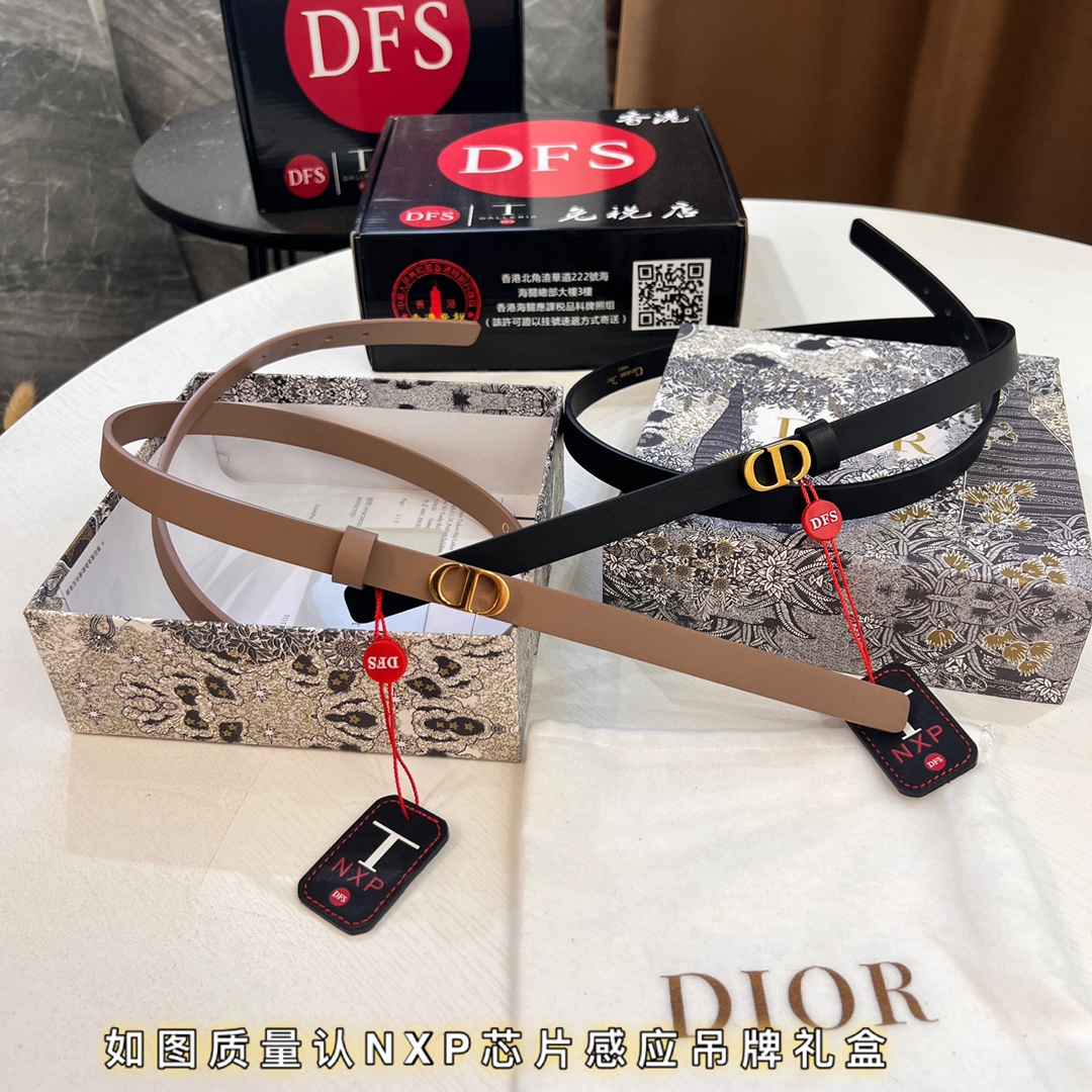 女款皮带 香港免税T礼盒女神CD五金 电镀抛光工艺 （迪奥）DIOR 彩色小牛皮 耐磨耐用性强
