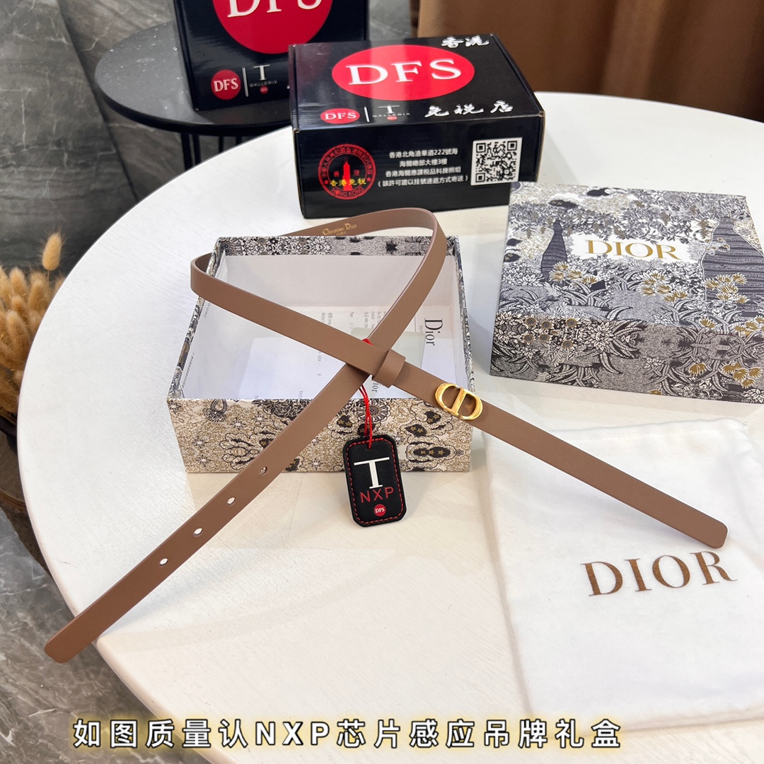 女款皮带 香港免税T礼盒女神CD五金 电镀抛光工艺 （迪奥）DIOR 彩色小牛皮 耐磨耐用性强