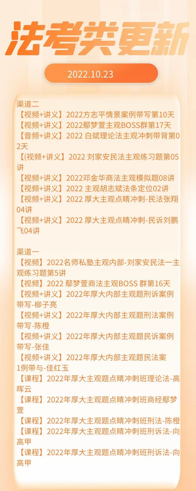 萌学院区10月23号更新 ?法考类