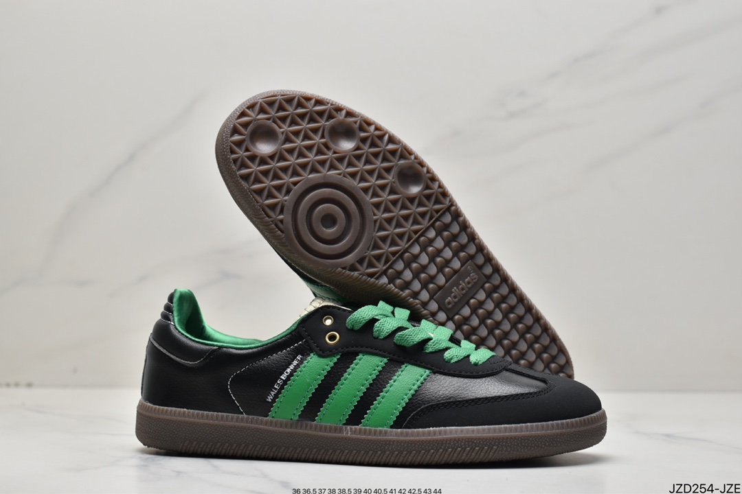 Adidas clover SAMBA OG men's and women's retro black and green sports casual shoes S42590