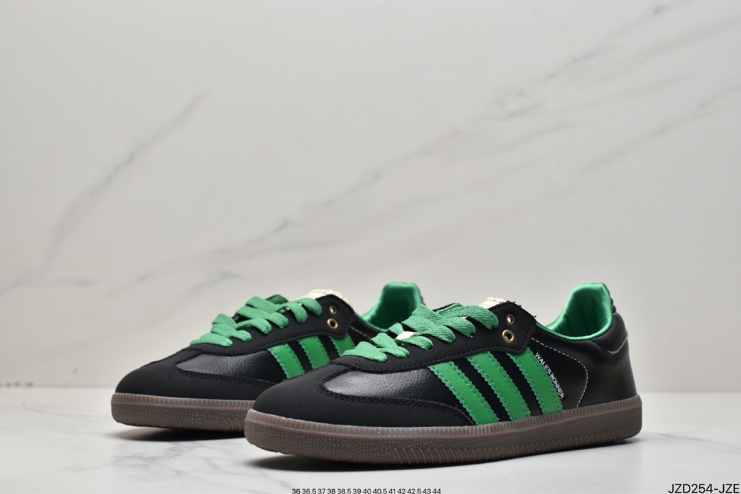 Adidas clover SAMBA OG men's and women's retro black and green sports casual shoes S42590