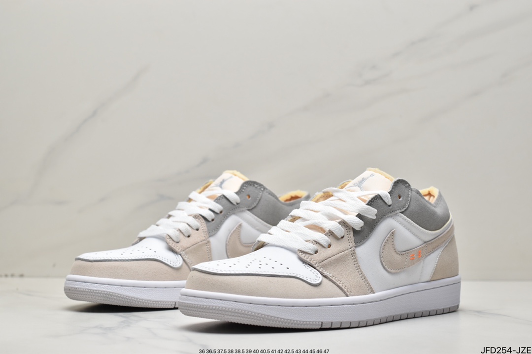 170 Air Jordan 1 Low ”White and Phantom” AJ1 乔1米白 复古文化休闲运动板鞋 DN1635-100