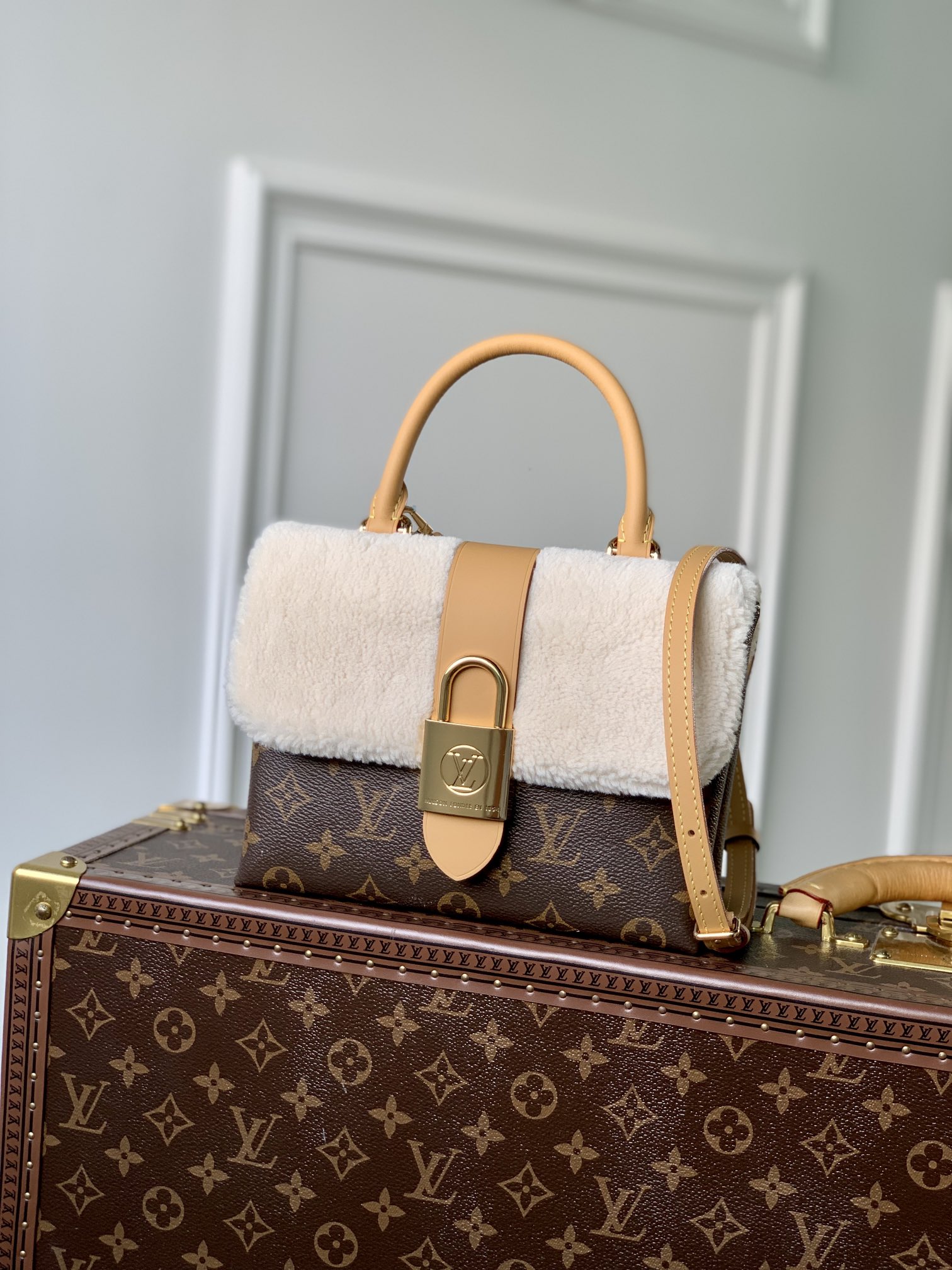 Louis Vuitton LV Locky BB Bags Handbags Gold Monogram Canvas Cashmere Cowhide Fall/Winter Collection Fashion M46318