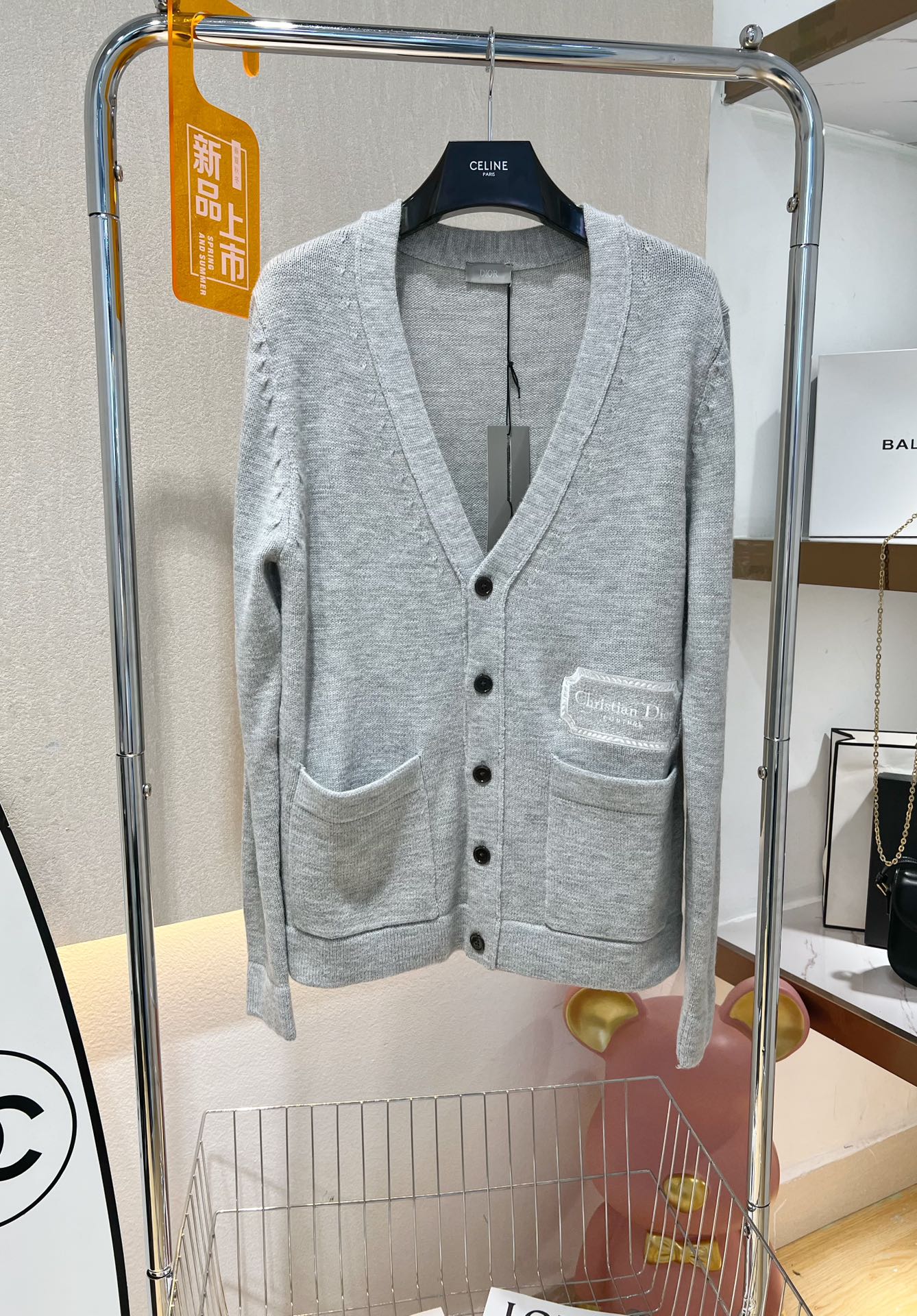 2022D🏠迪奥银标刺绣字母V领开衫 🛒毛衣